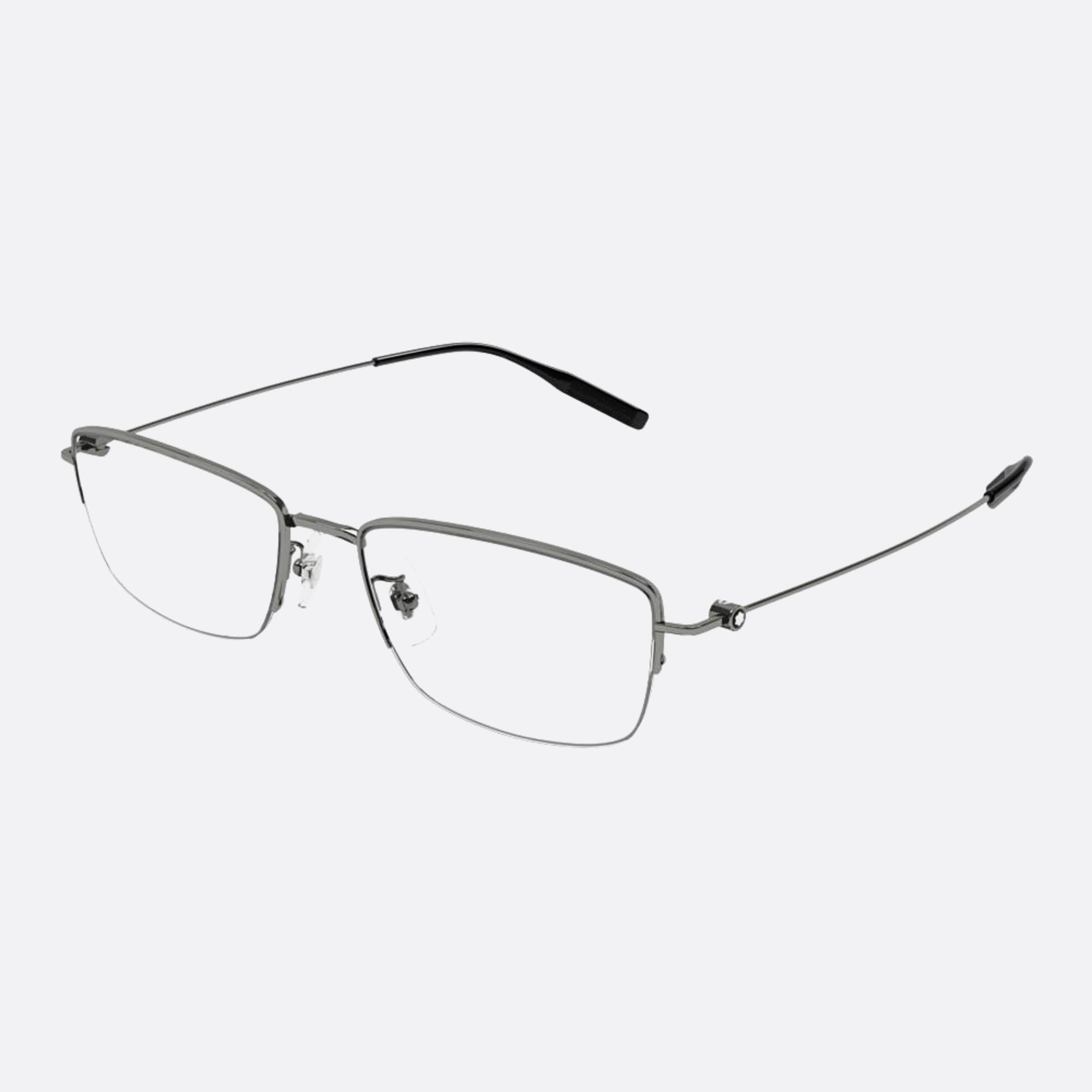 Montblanc 54mm Mb0378oj Ruthenium Rectangle Men Eyeglasses - Side View