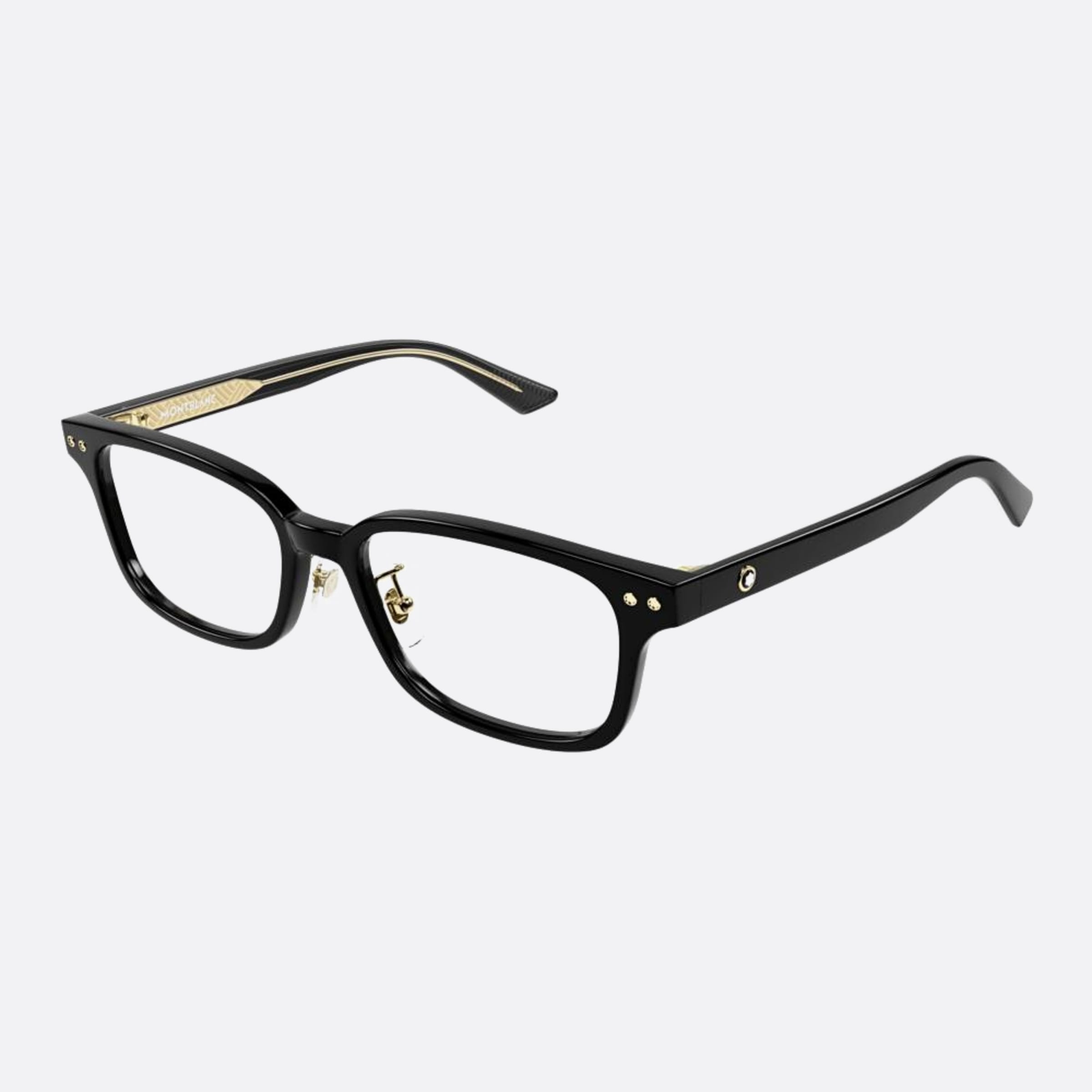 Montblanc 53mm Mb0379oj Black Rectangle Men Eyeglasses - Side View