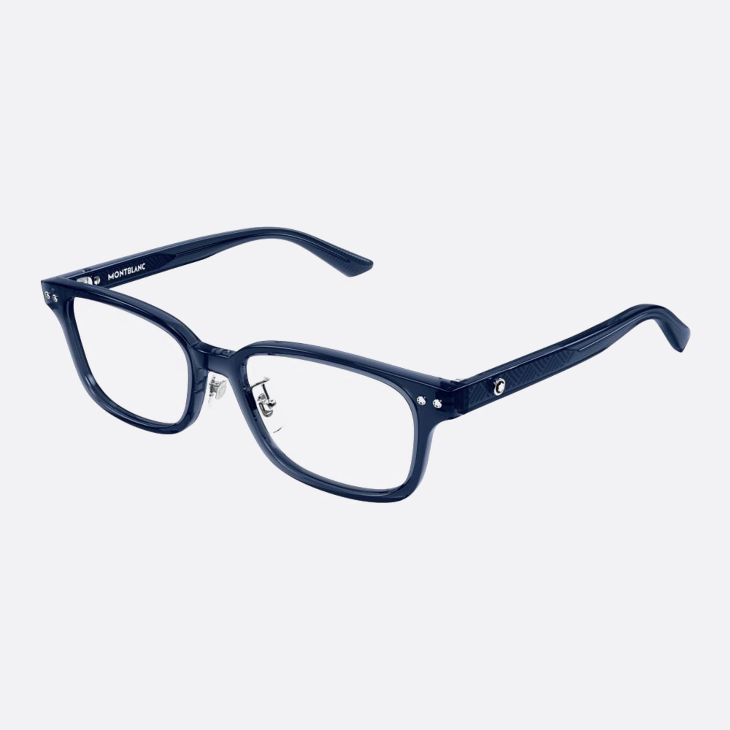 Montblanc 53mm Mb0379oj Blue Rectangle Men Eyeglasses - Side View