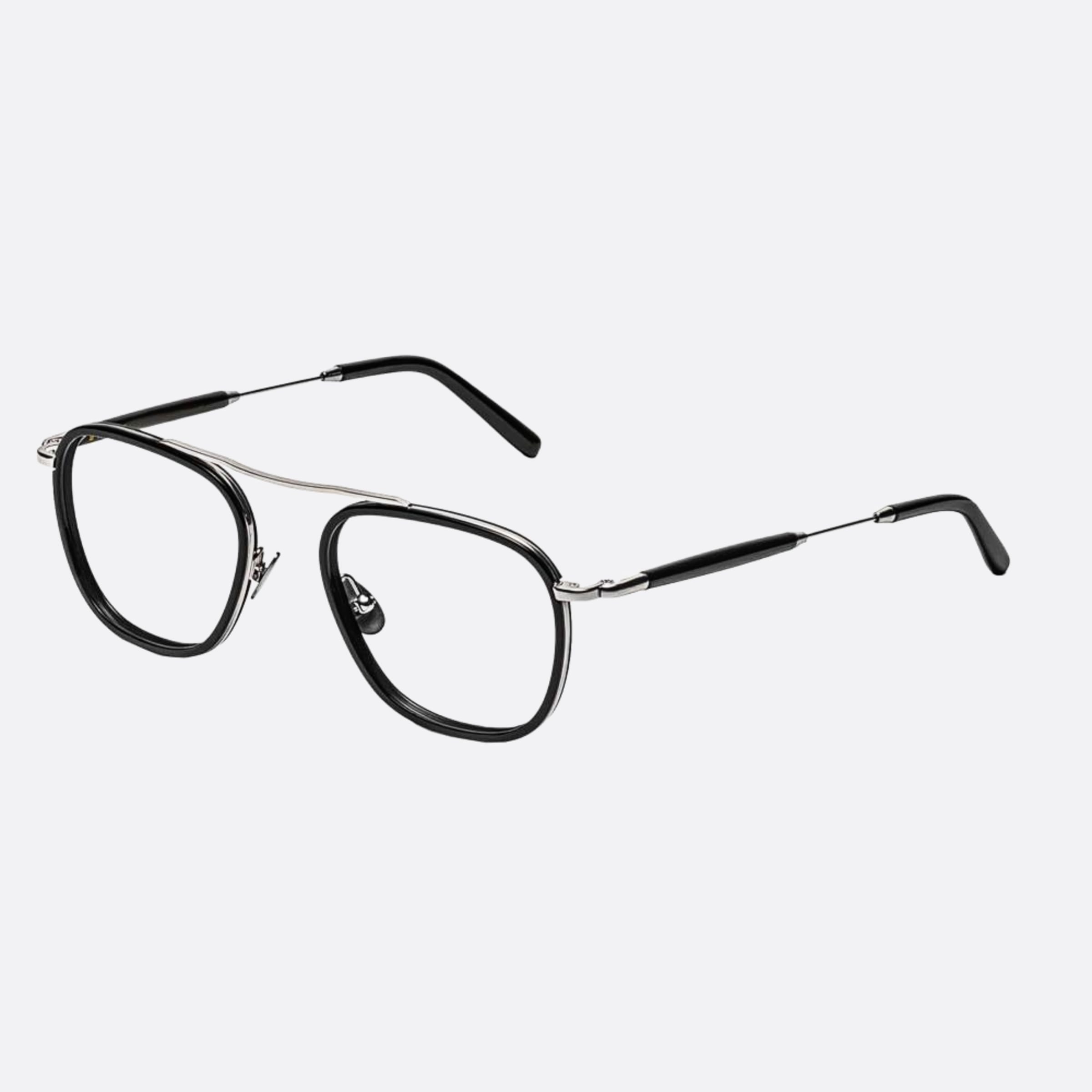 Moscot 50mm Fanagle Blksl Black Geometric Unisex Eyeglasses - Side View