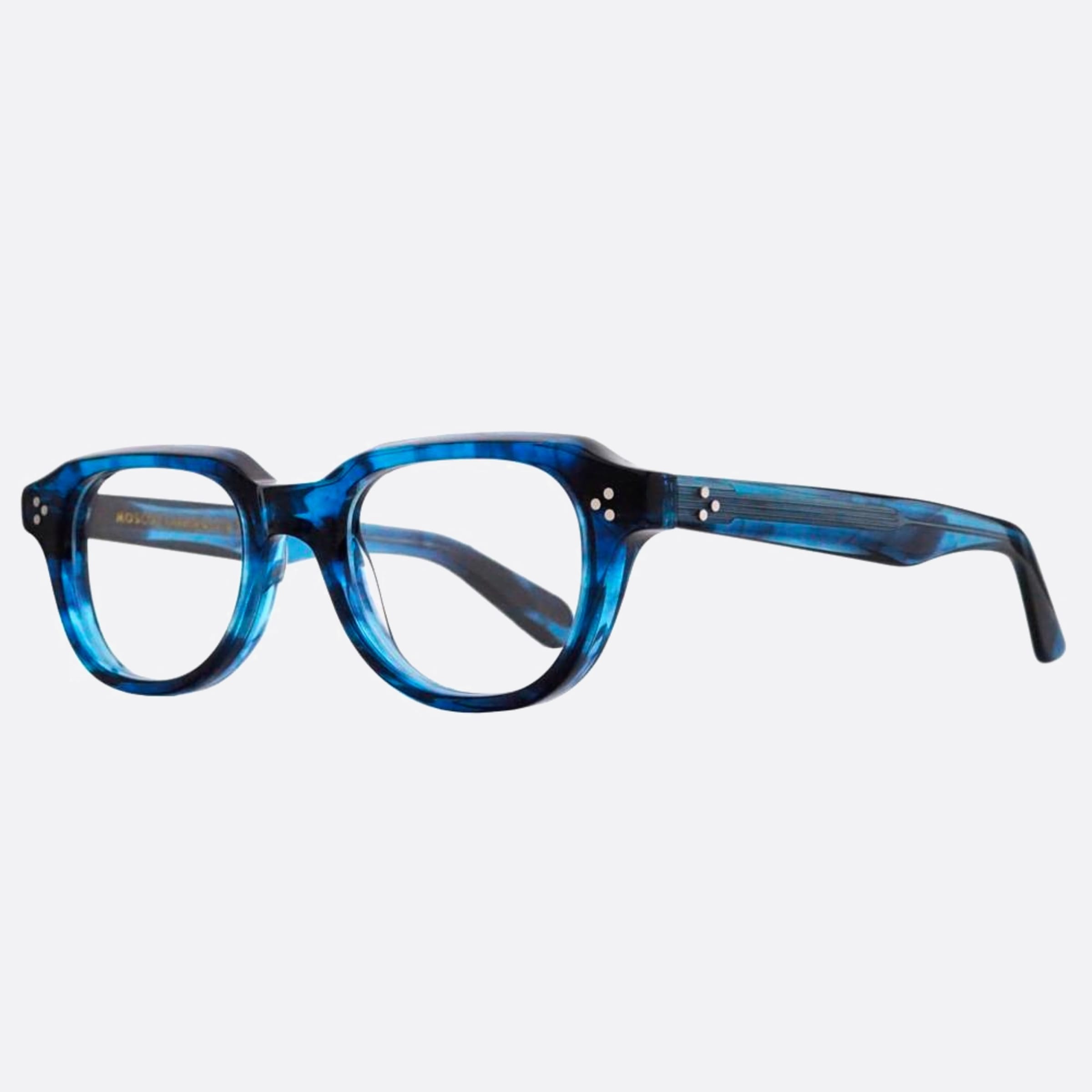 Moscot 50mm Goolah Ink Blue Geometric Unisex Eyeglasses - Side View