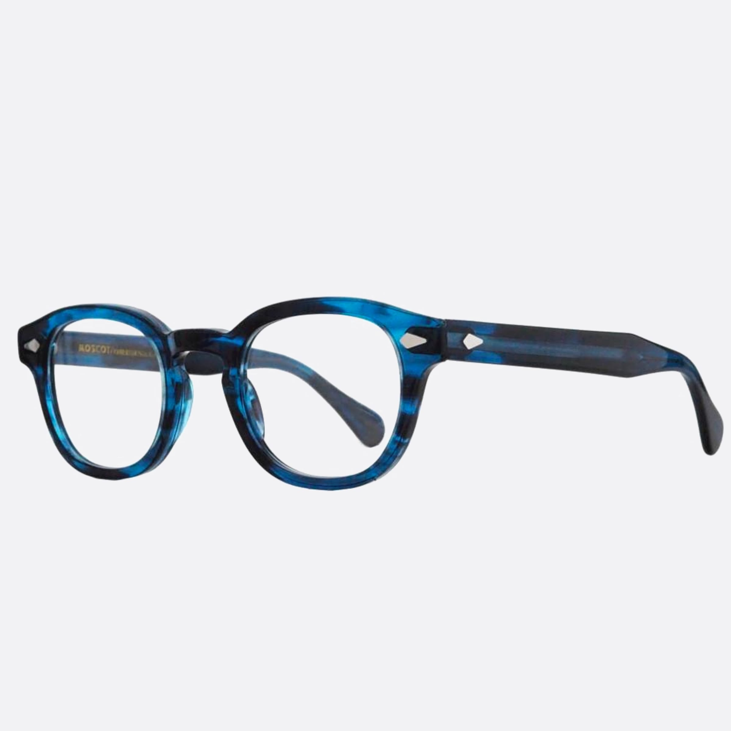 Moscot 46mm Lemtosh Ink Blue Geometric Unisex Eyeglasses - Side View