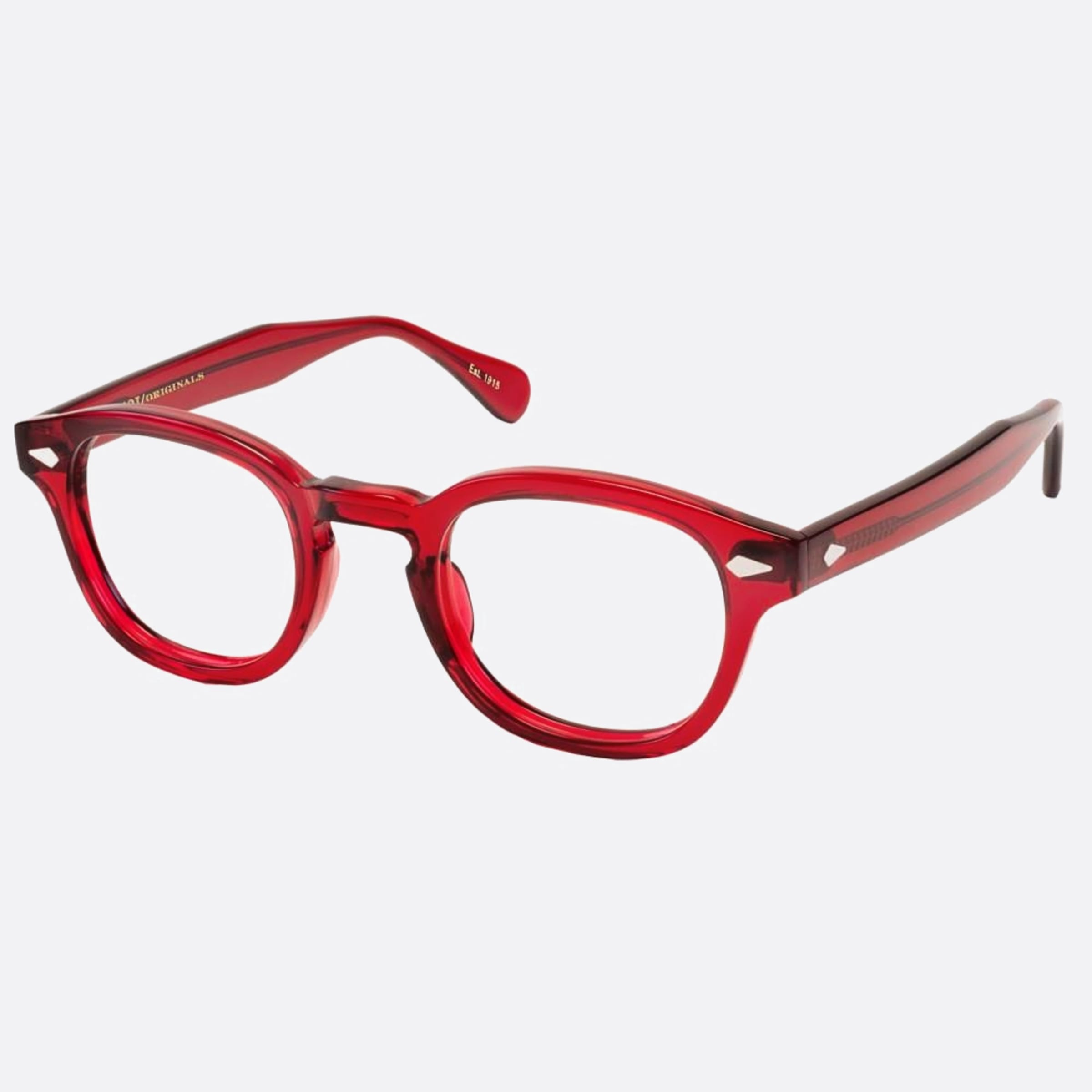 Moscot 49mm Lemtosh Rub Red Geometric Unisex Eyeglasses - Side View