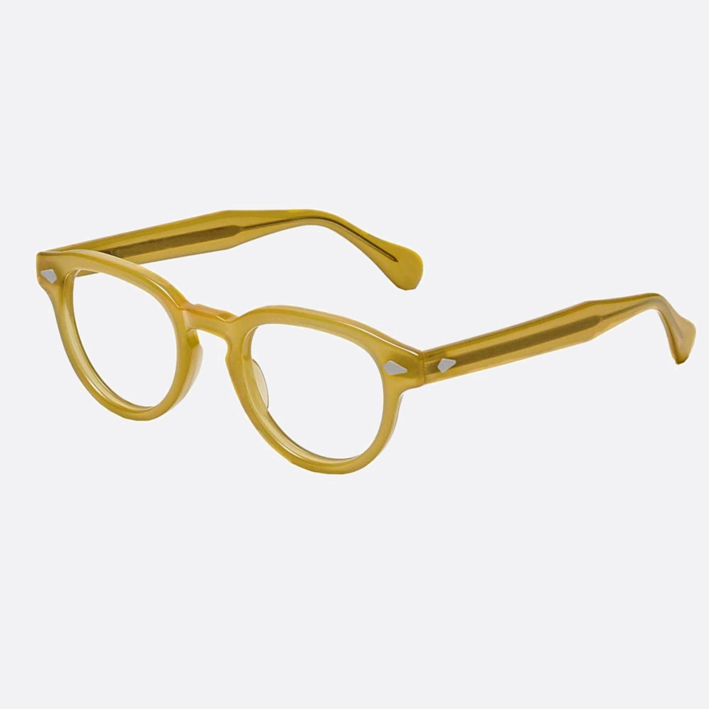 Moscot 46mm Maydela Gldro Brown Geometric Unisex Eyeglasses - Side View