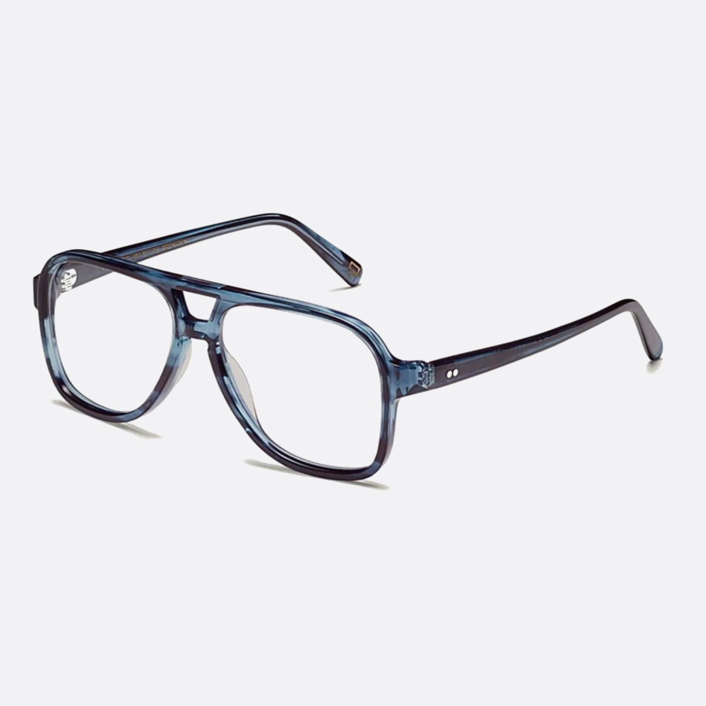 Moscot 54mm Men's Sheister Ink Blue Pilot Eyeglasses - Side View
