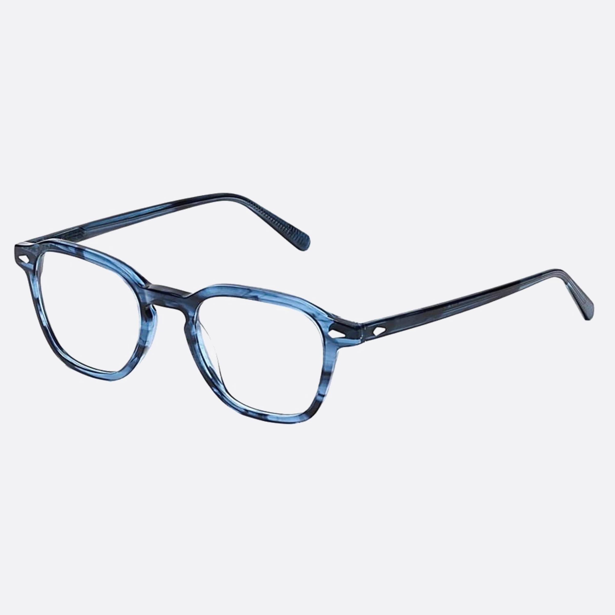 Moscot 47mm Vantz Ink Blue Geometric Unisex Eyeglasses - Side View