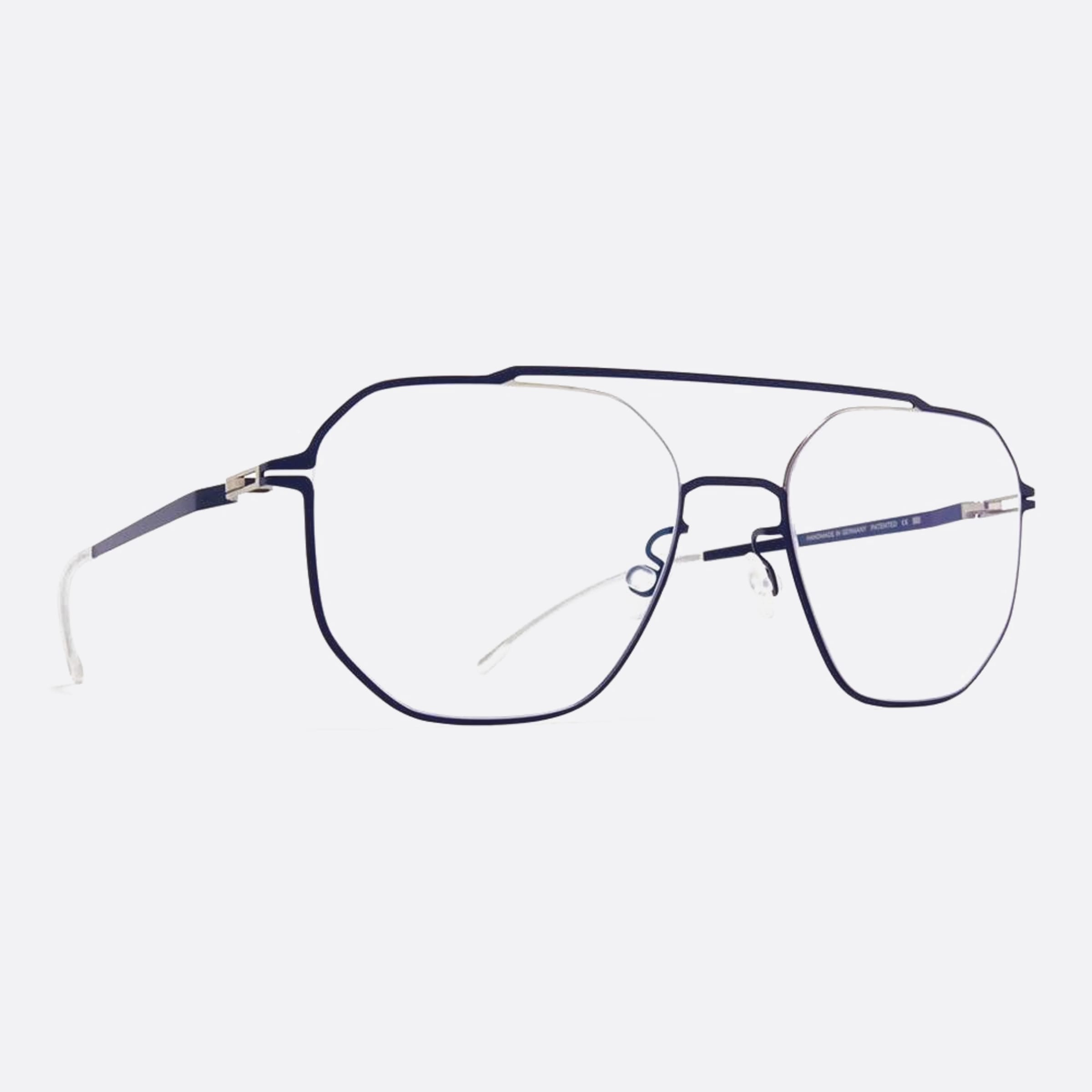 Mykita 53mm Arvo Blue Geometric Unisex Eyeglasses - Side View