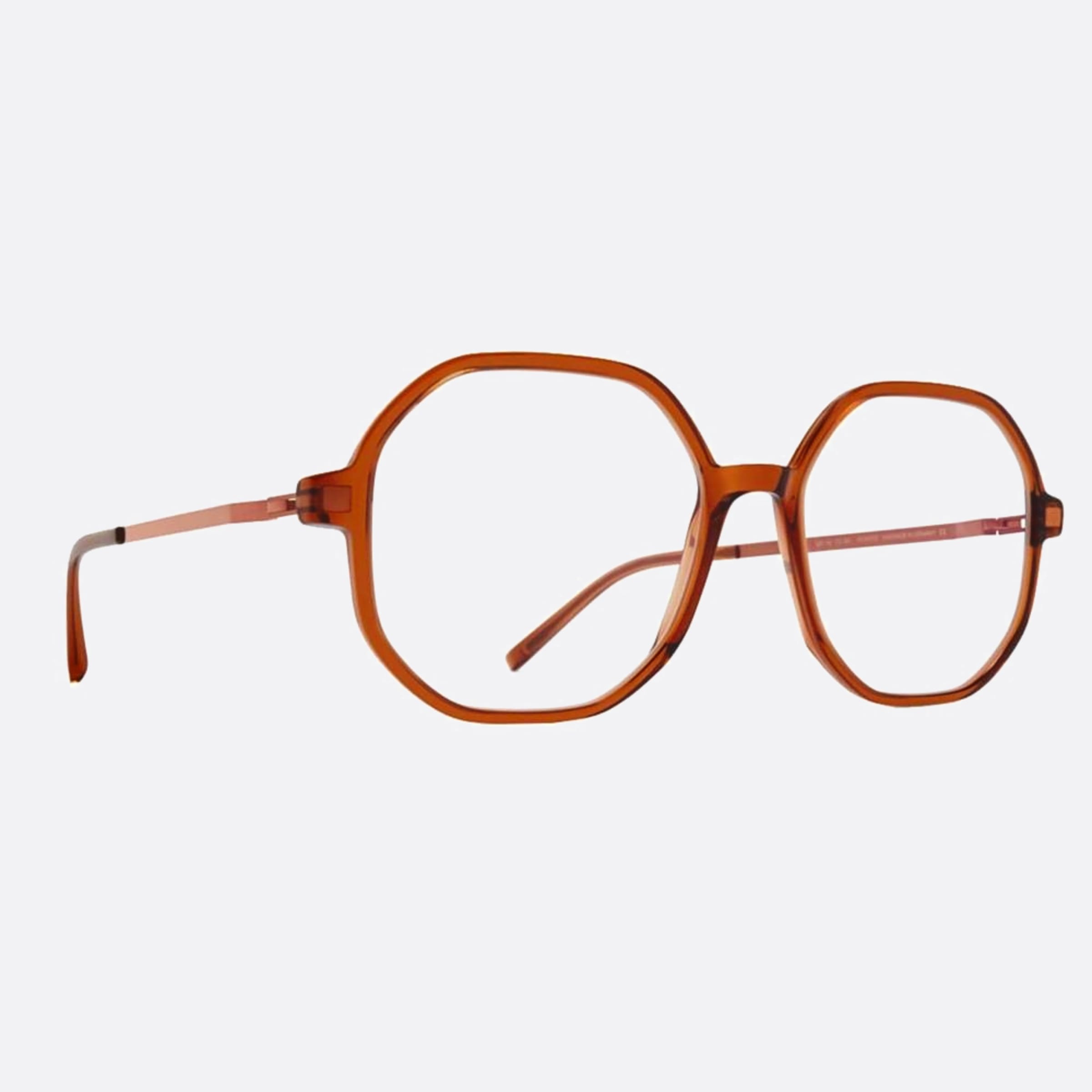 Mykita 52mm Hilla Brown Geometric Unisex Eyeglasses - Side View
