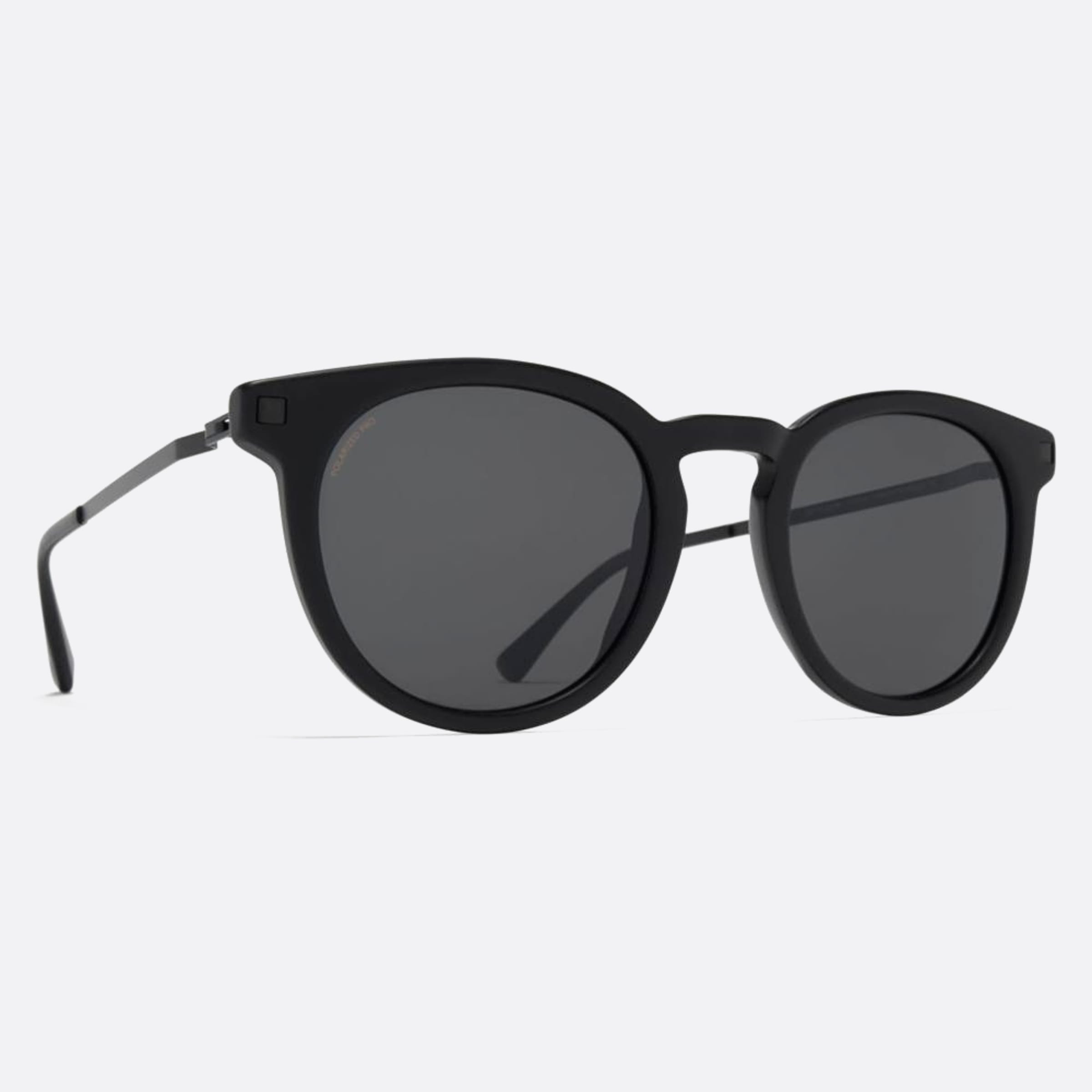 Mykita 50mm Lahti Black Round Polarized Unisex Sunglasses - Side View