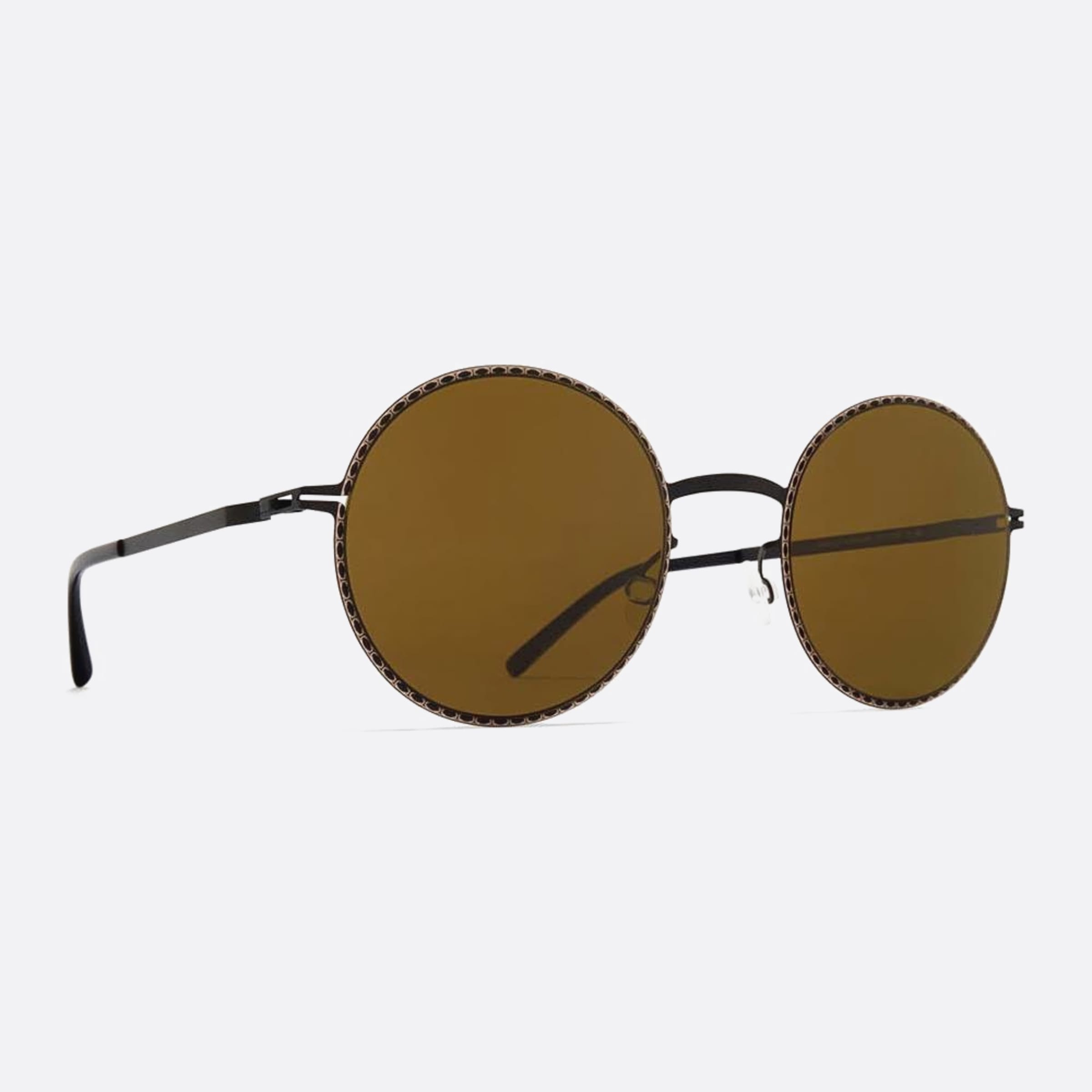 Mykita 50mm Lale Black Round Unisex Sunglasses - Side View