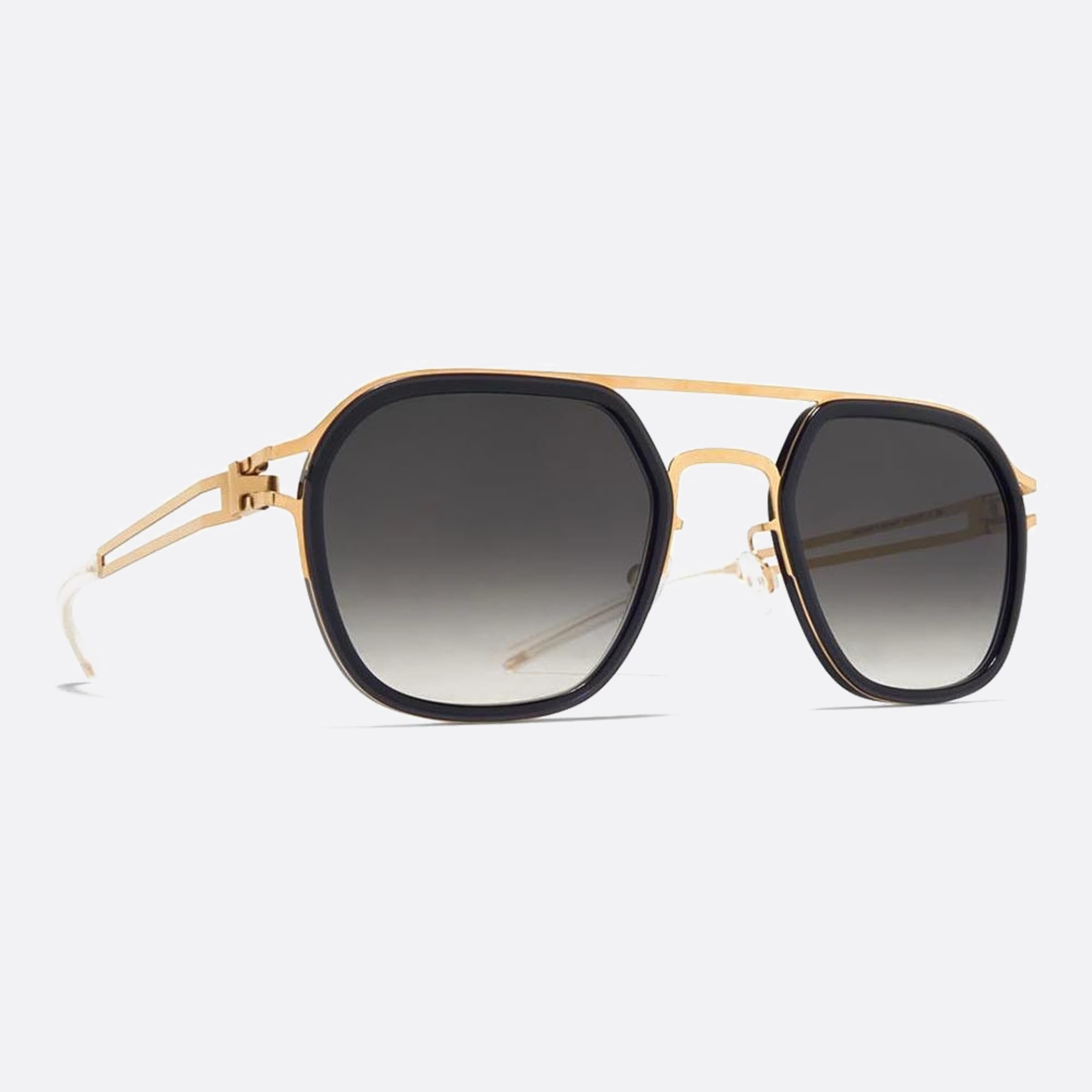 Mykita 50mm Leeland Gold Geometric Unisex Sunglasses - Side View