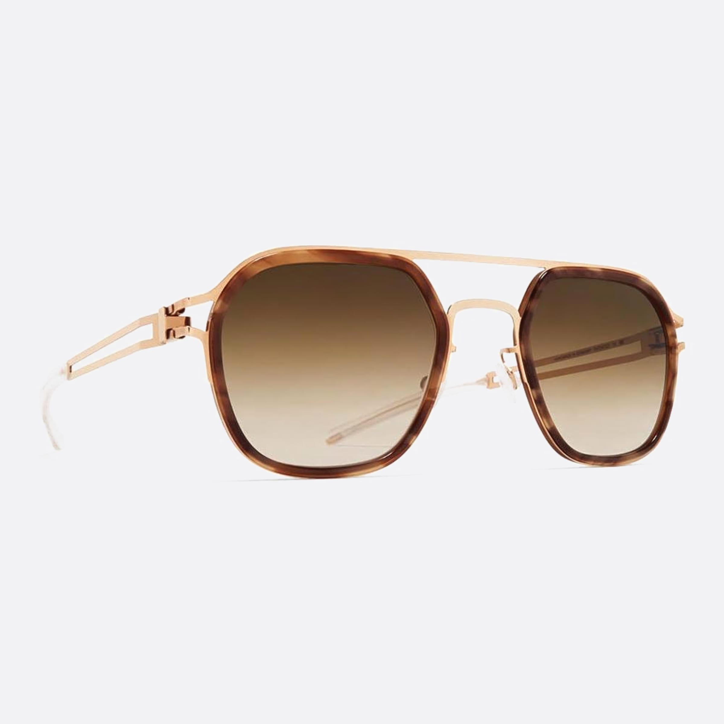 Mykita 50mm Leeland Rose Gold Geometric Unisex Sunglasses - Side View