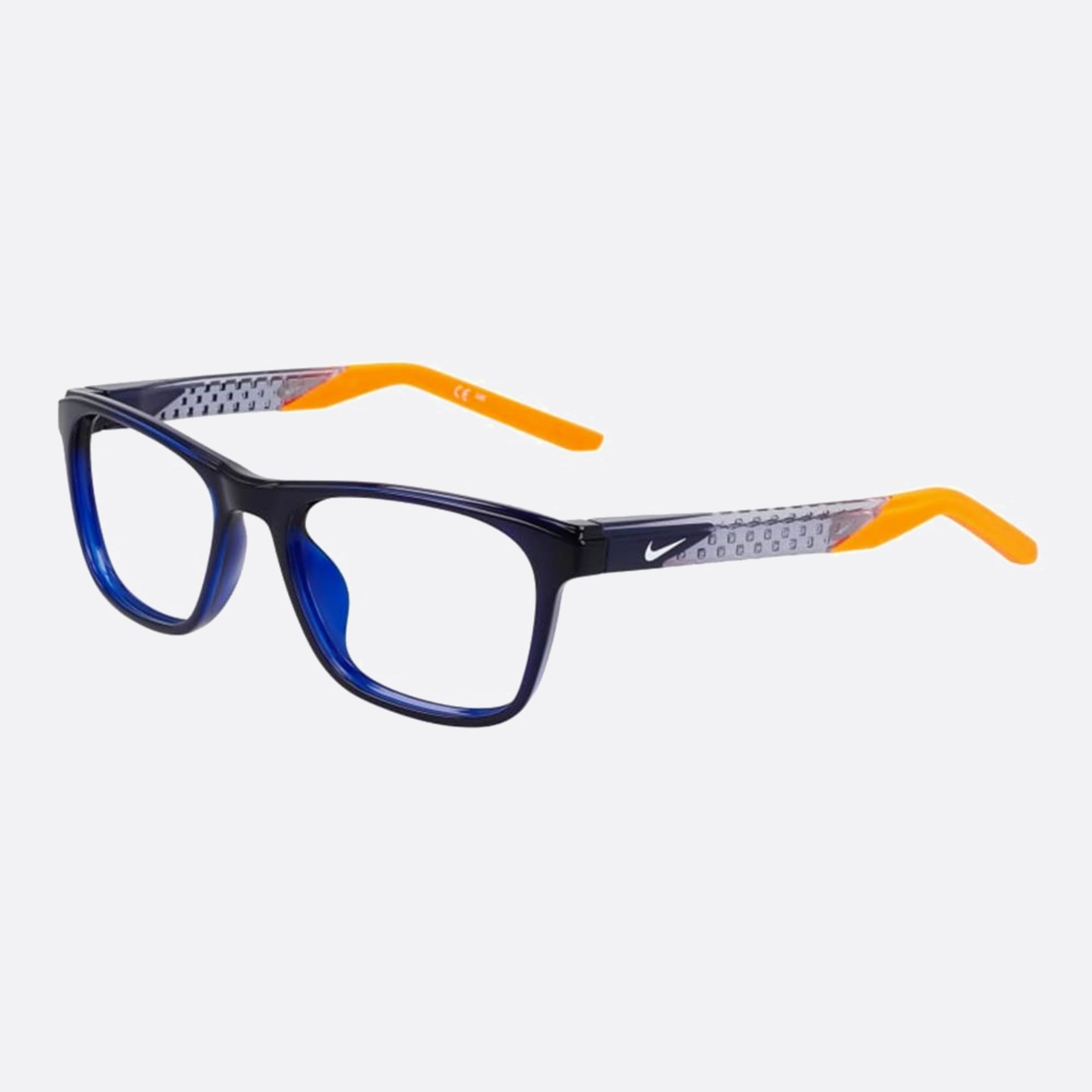 Nike 48mm Nike Blue Rectangle Children Eyeglasses - Side View