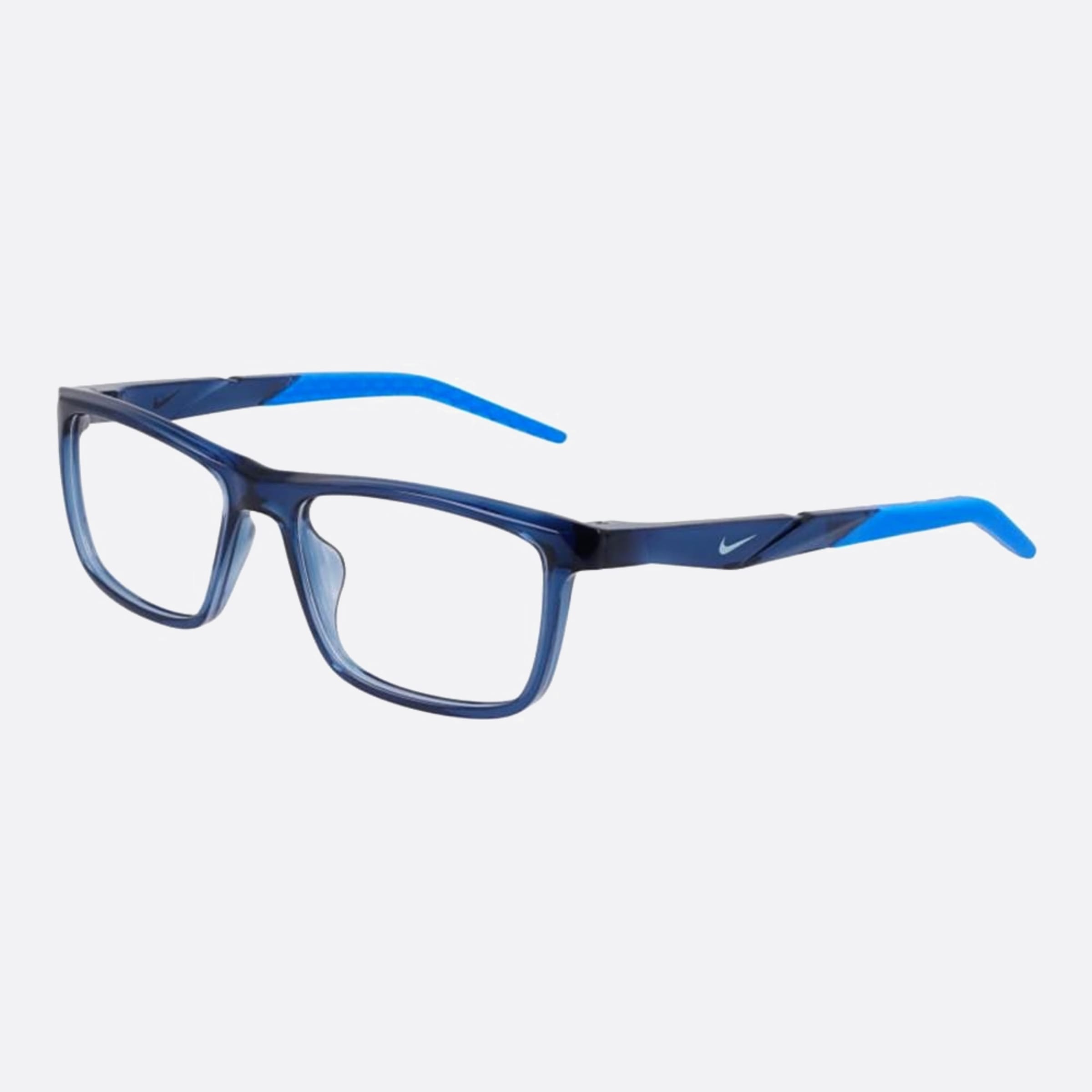 Nike 54mm Nike Blue Rectangle Men Eyeglasses - Side View
