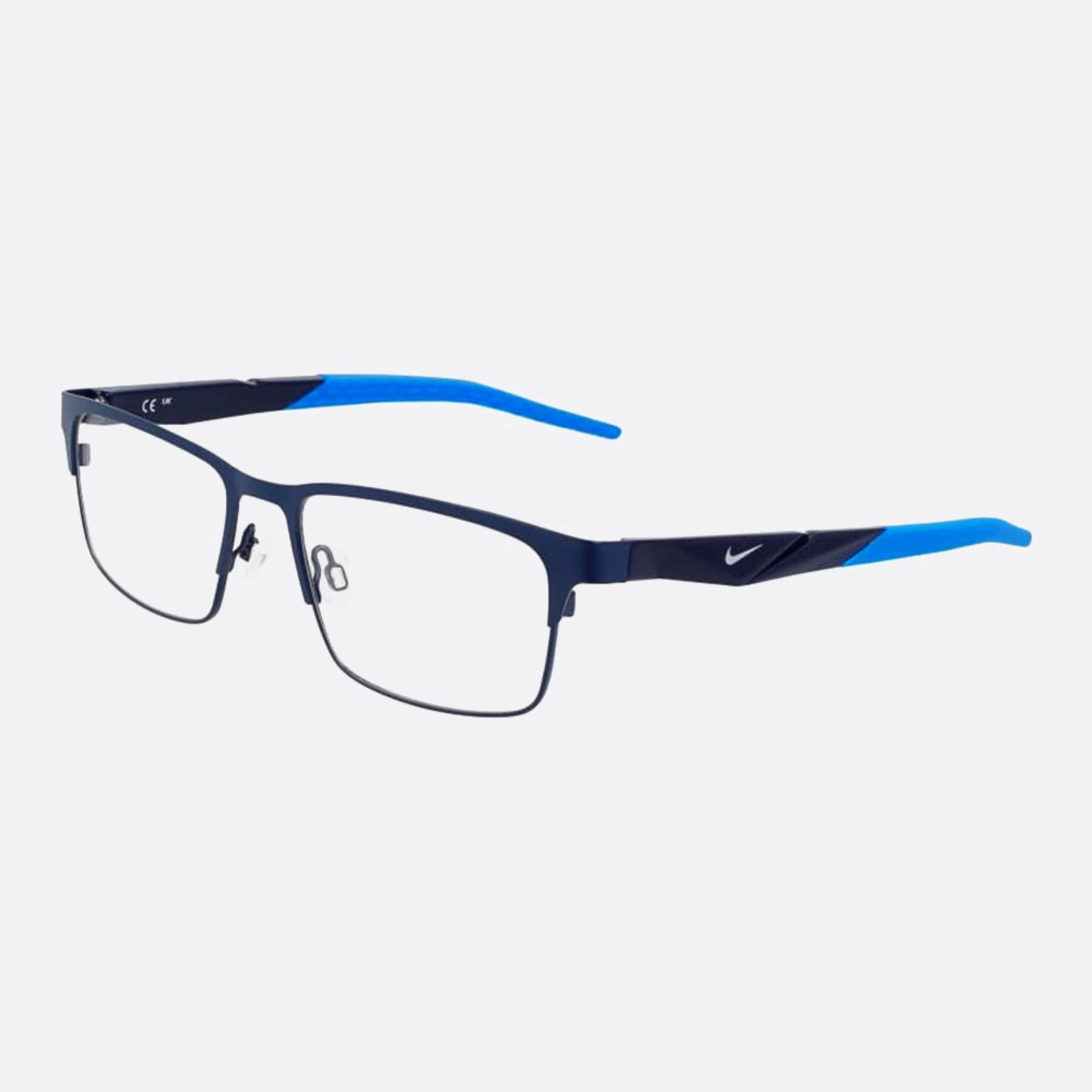 Nike 53mm Nike Blue Rectangle Men Eyeglasses - Side View