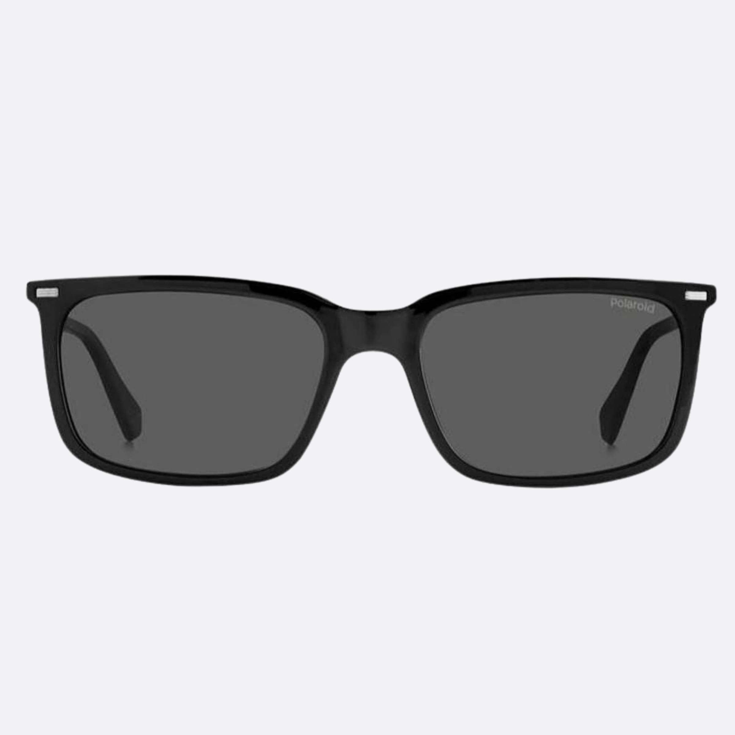 Polaroid 55mm Pld Black Rectangle Polarized Men Sunglasses - Main View