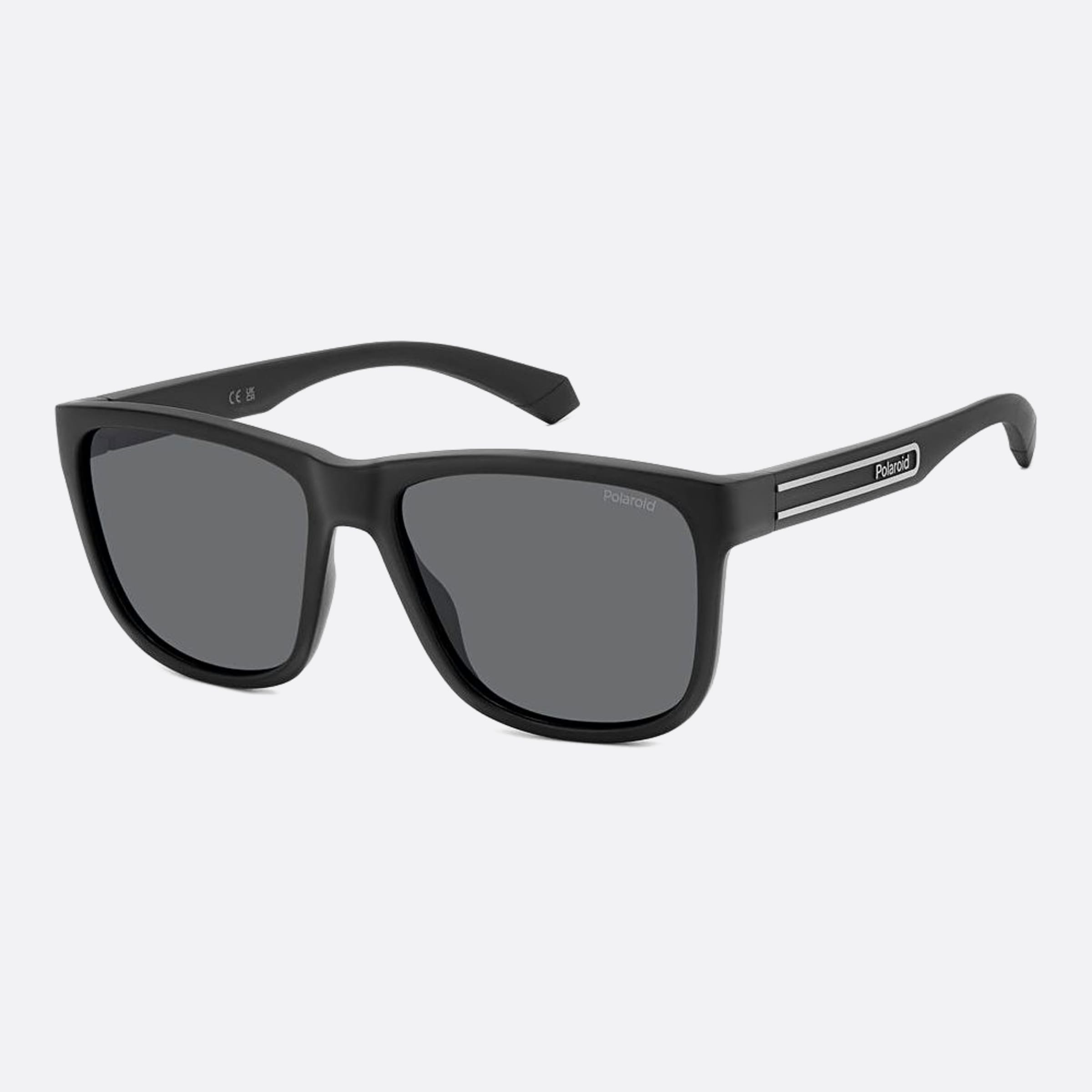 Polaroid 57mm Pld Black Squared Polarized Men Sunglasses - Side View