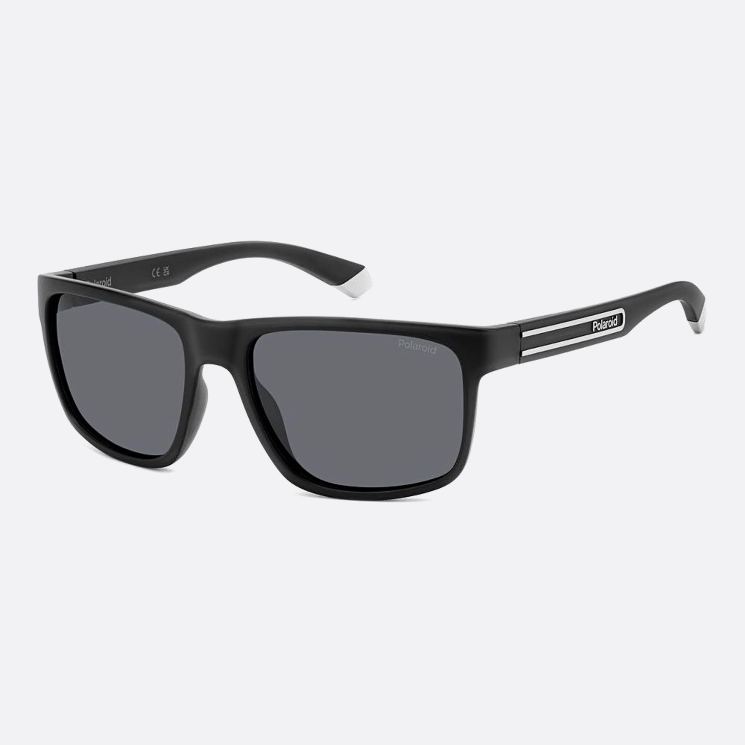 Polaroid 57mm Pld Black Squared Polarized Men Sunglasses - Side View