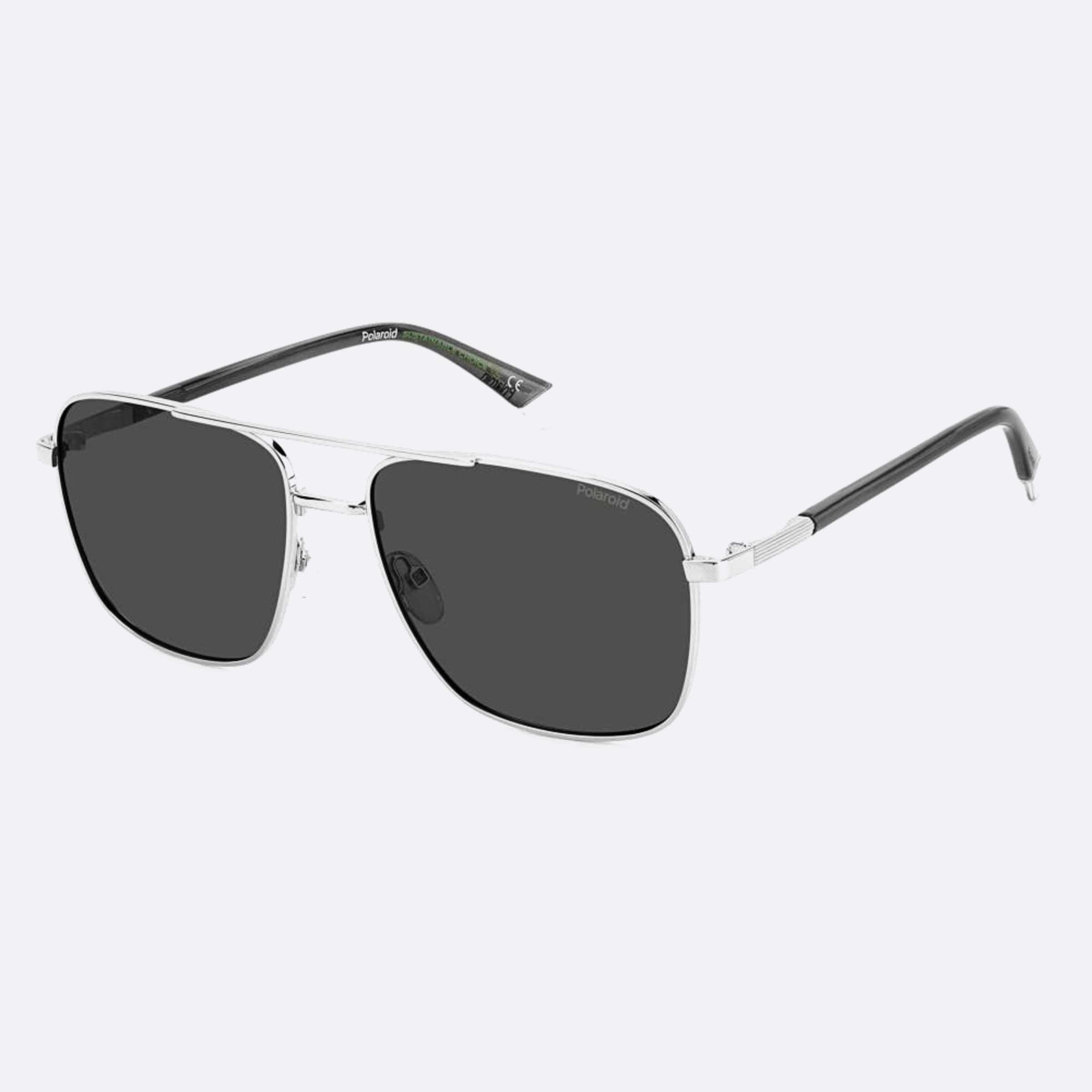 Polaroid 60mm Pld Grey Squared Polarized Men Sunglasses - Side View