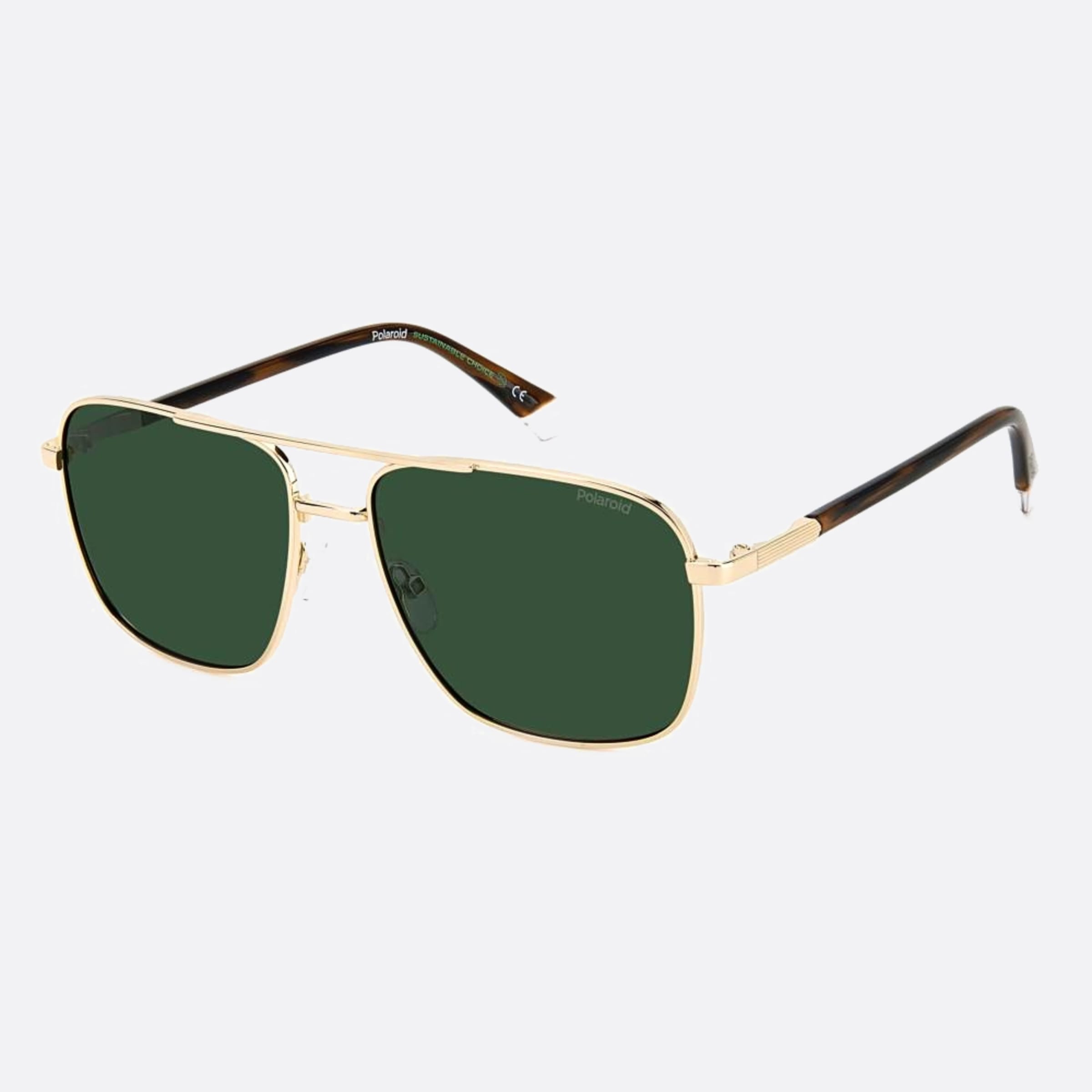 Polaroid 60mm Pld J5g Gold Squared Polarized Men Sunglasses - Side View