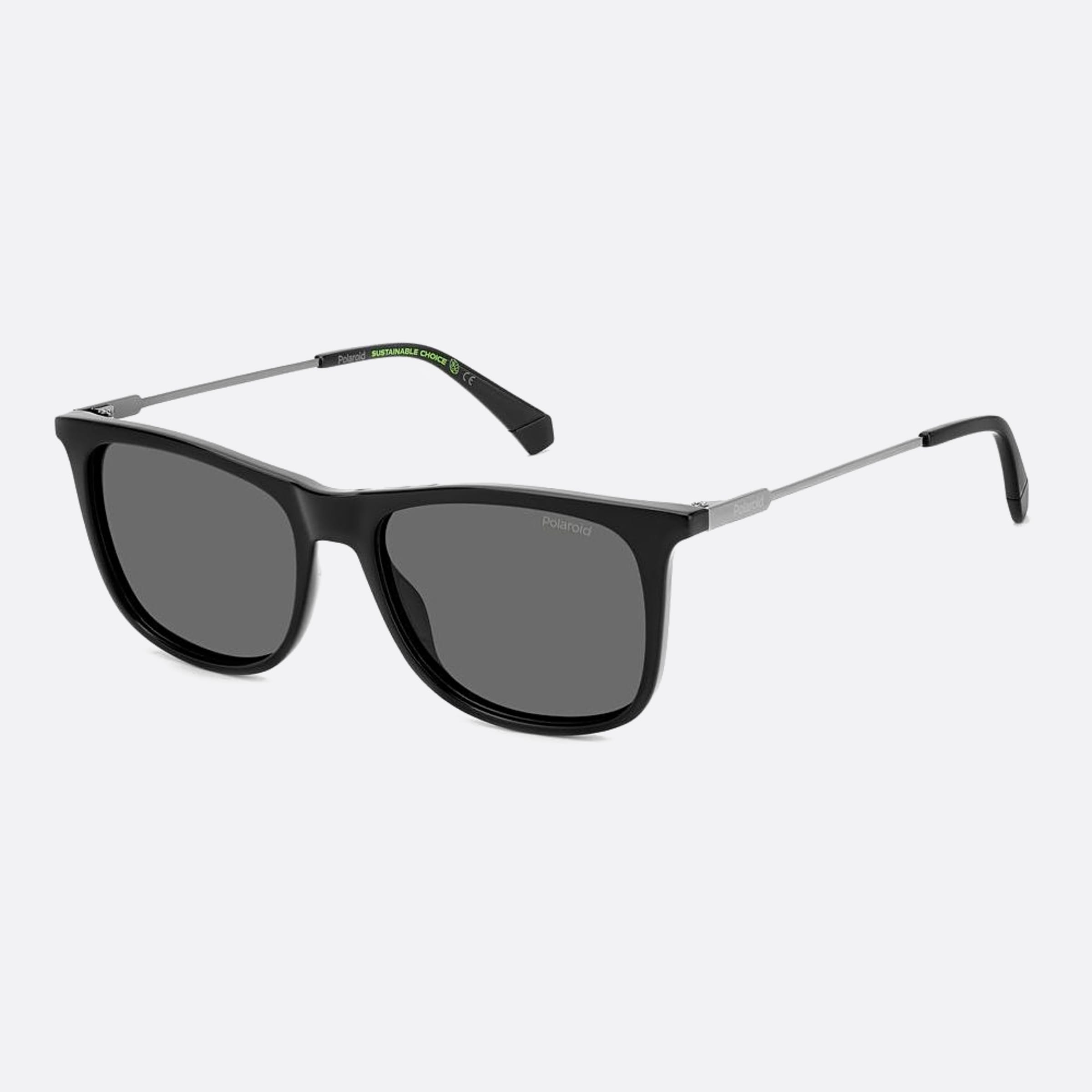 Polaroid 55mm Pld Black Squared Polarized Men Sunglasses - Side View