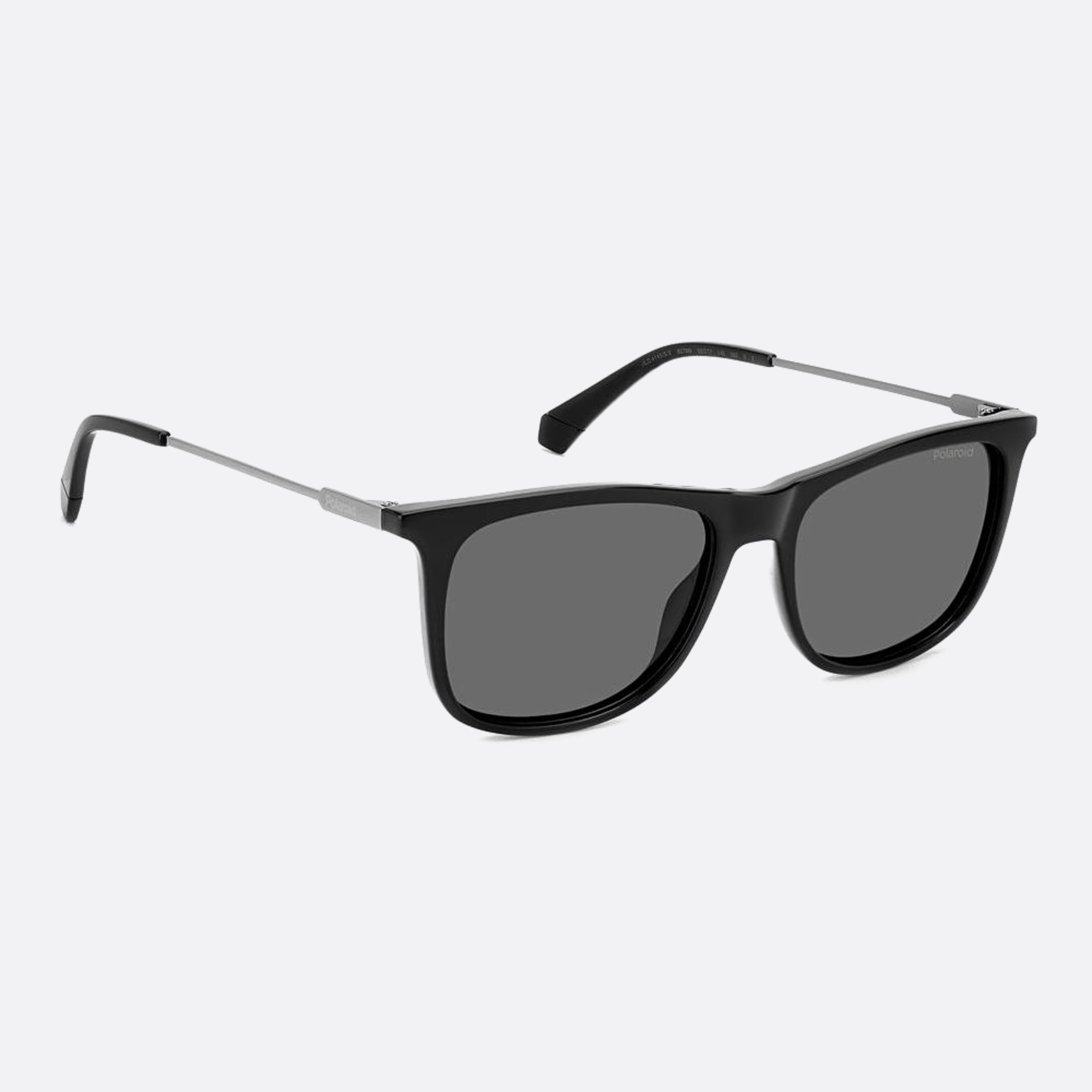 Polaroid 55mm Pld Black Squared Polarized Men Sunglasses - Detail View