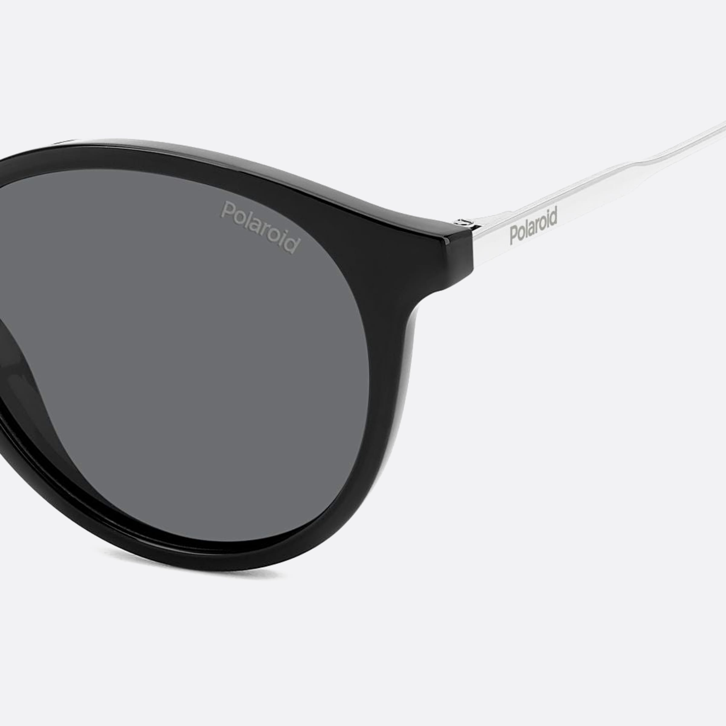 Polaroid 51mm Pld Black Round Polarized Unisex Sunglasses - Detail View