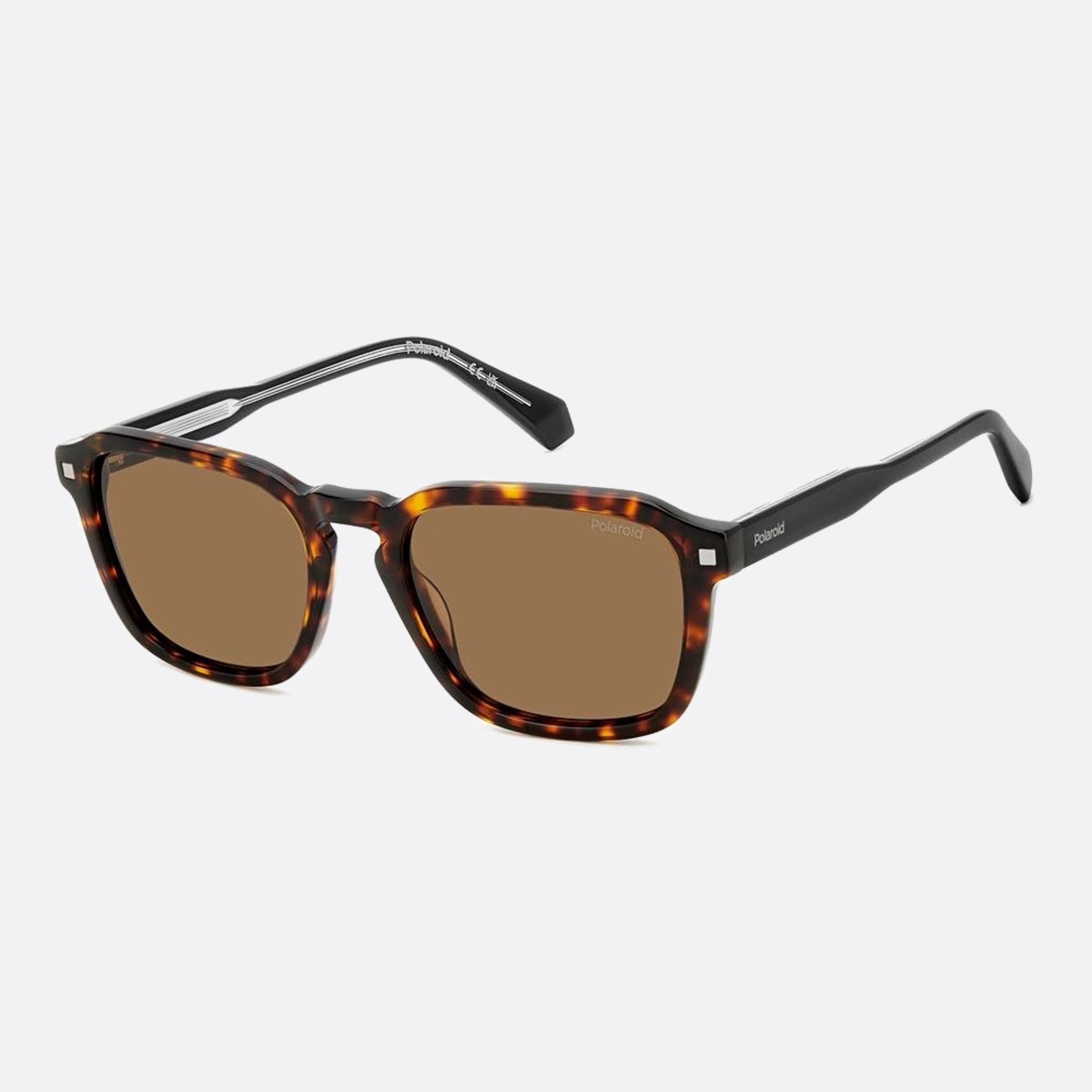 Polaroid 53mm Pld Havana Geometric Polarized Unisex Sunglasses - Side View