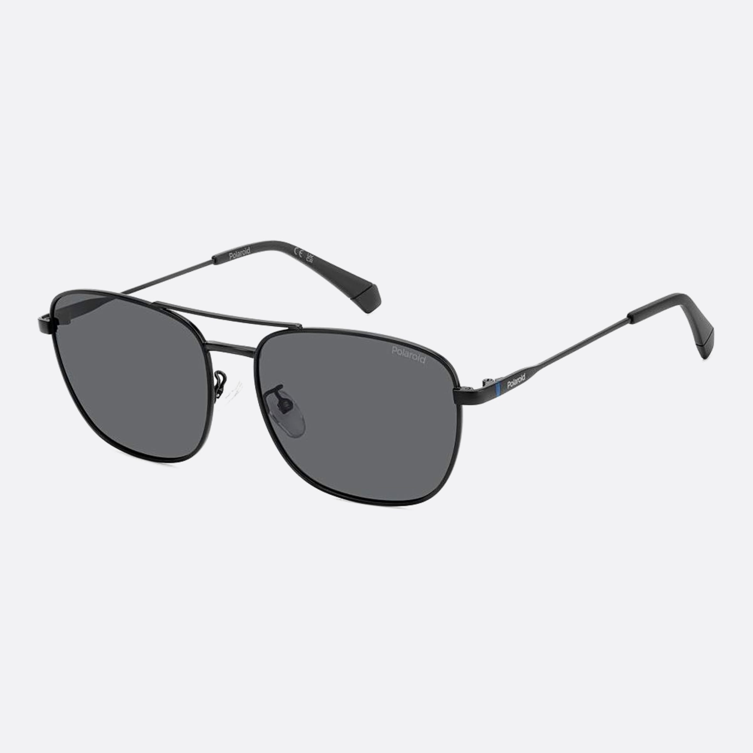 Polaroid 59mm Pld Black Pilot Men Sunglasses - Side View