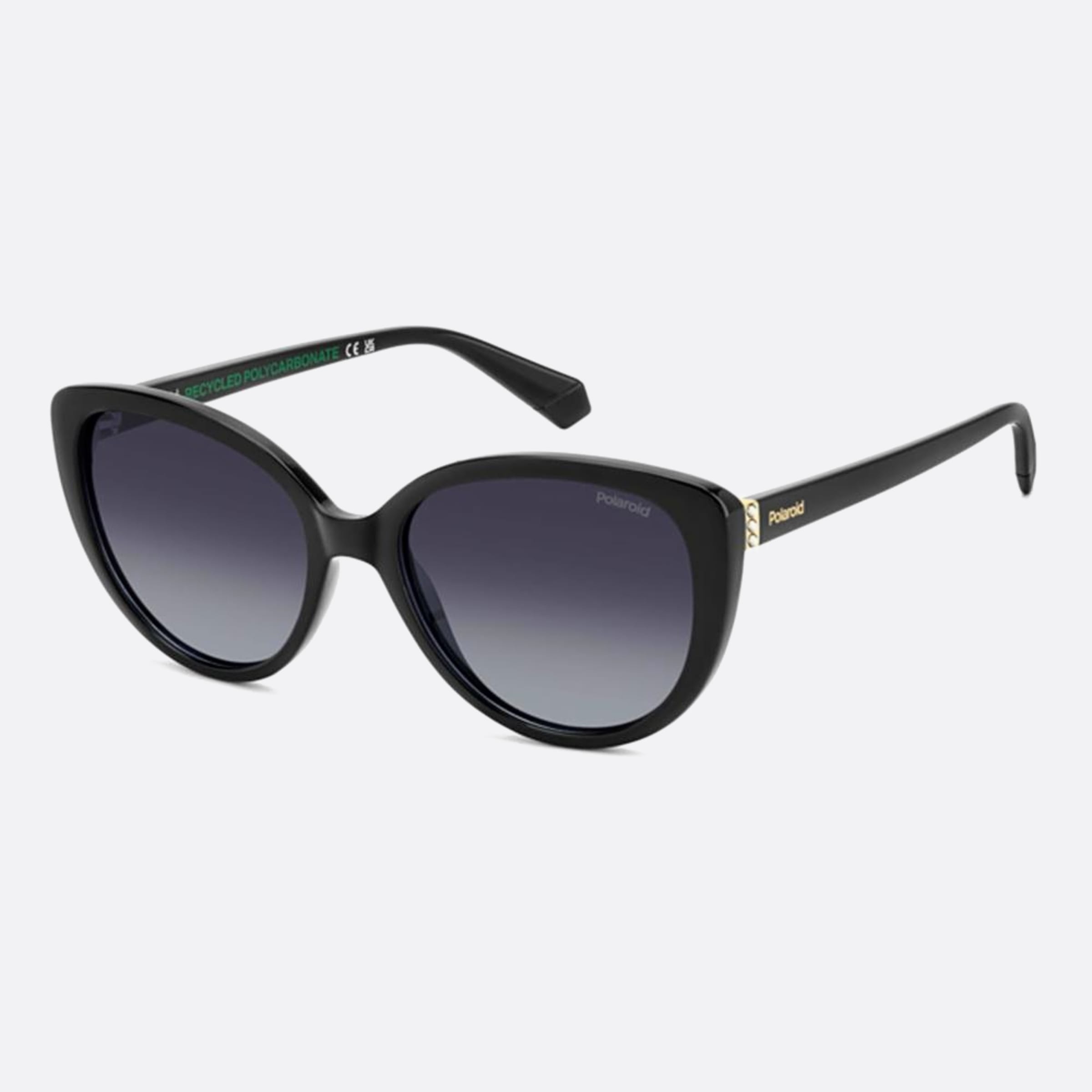 Polaroid 56mm Pld Black Cat Eye Polarized Women Sunglasses - Side View