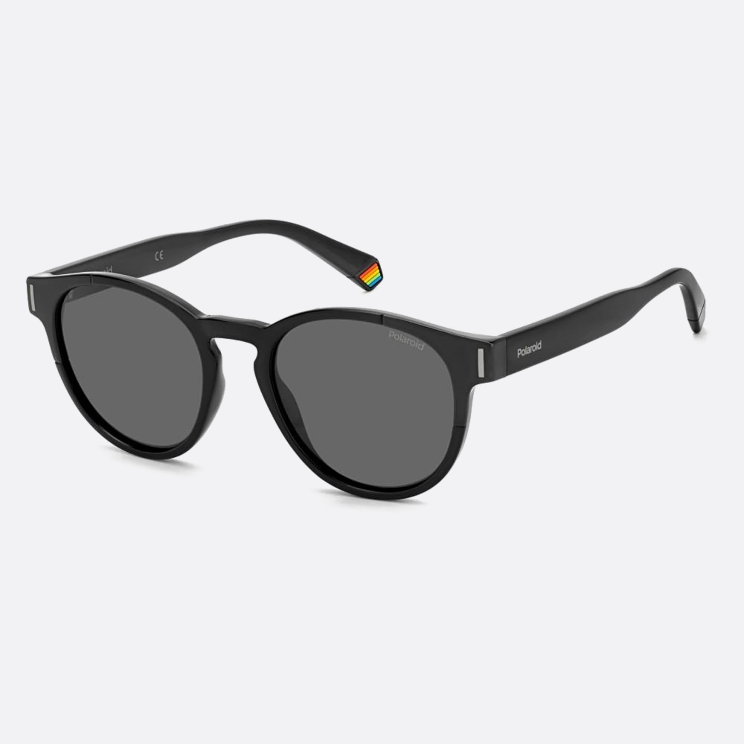 Polaroid 51mm Pld Black Round Polarized Unisex Sunglasses - Side View