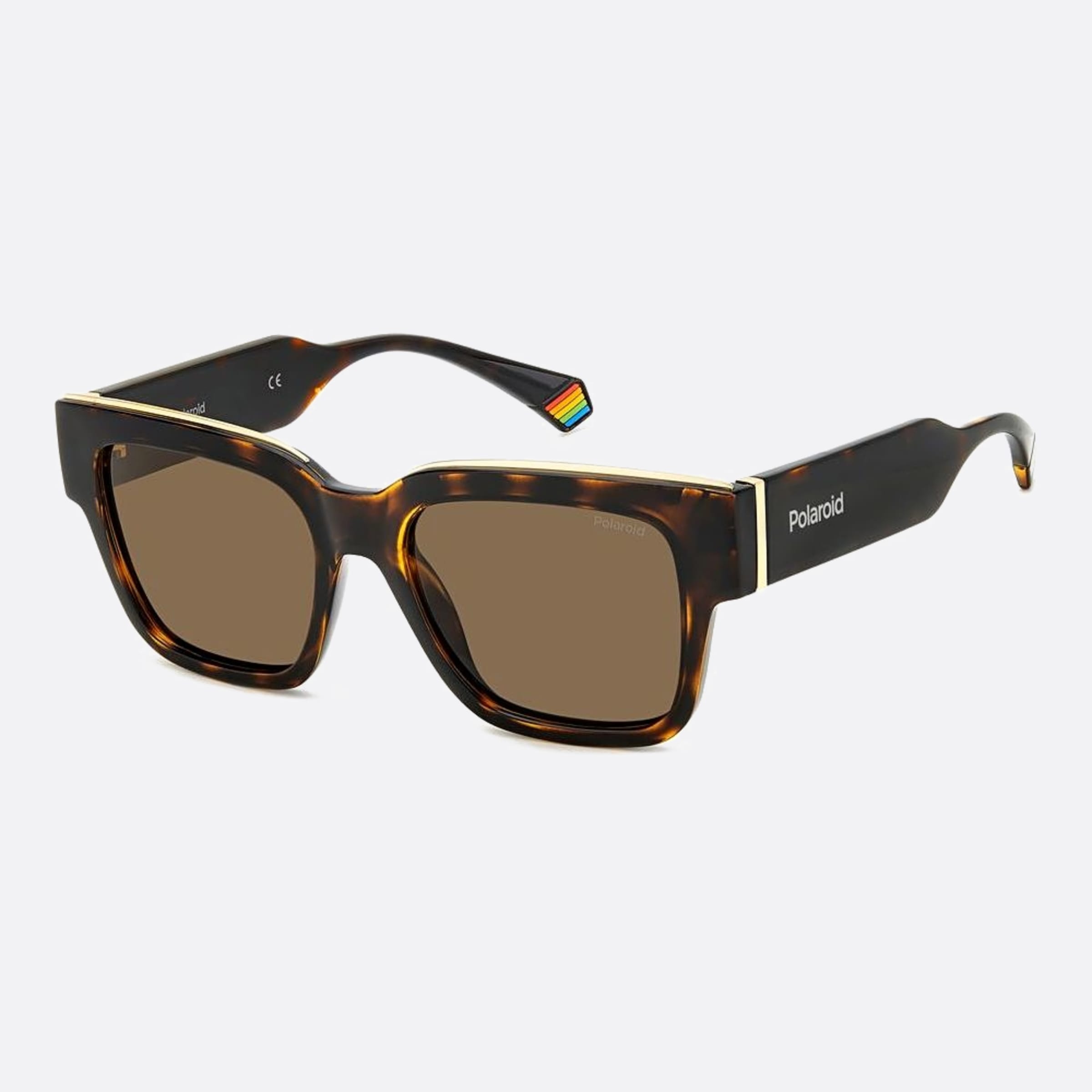 Polaroid 52mm Pld Havana Squared Polarized Unisex Sunglasses - Side View