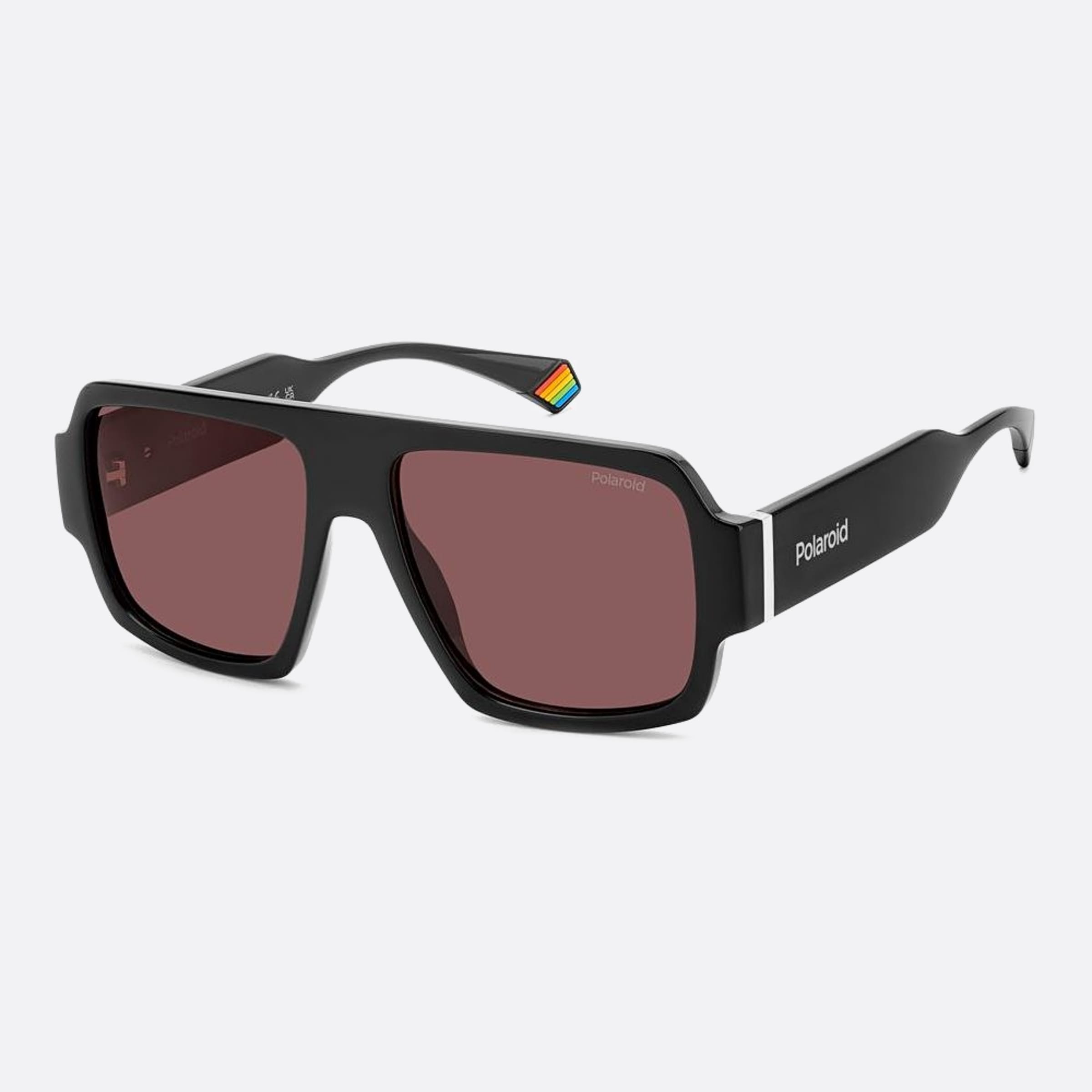 Polaroid 55mm Pld Black Geometric Polarized Unisex Sunglasses - Side View