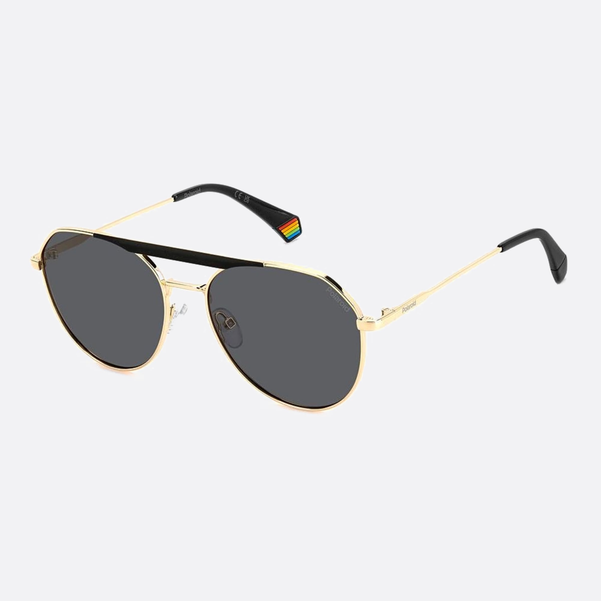 Polaroid 57mm Pld Rhl Gold Geometric Polarized Unisex Sunglasses - Side View
