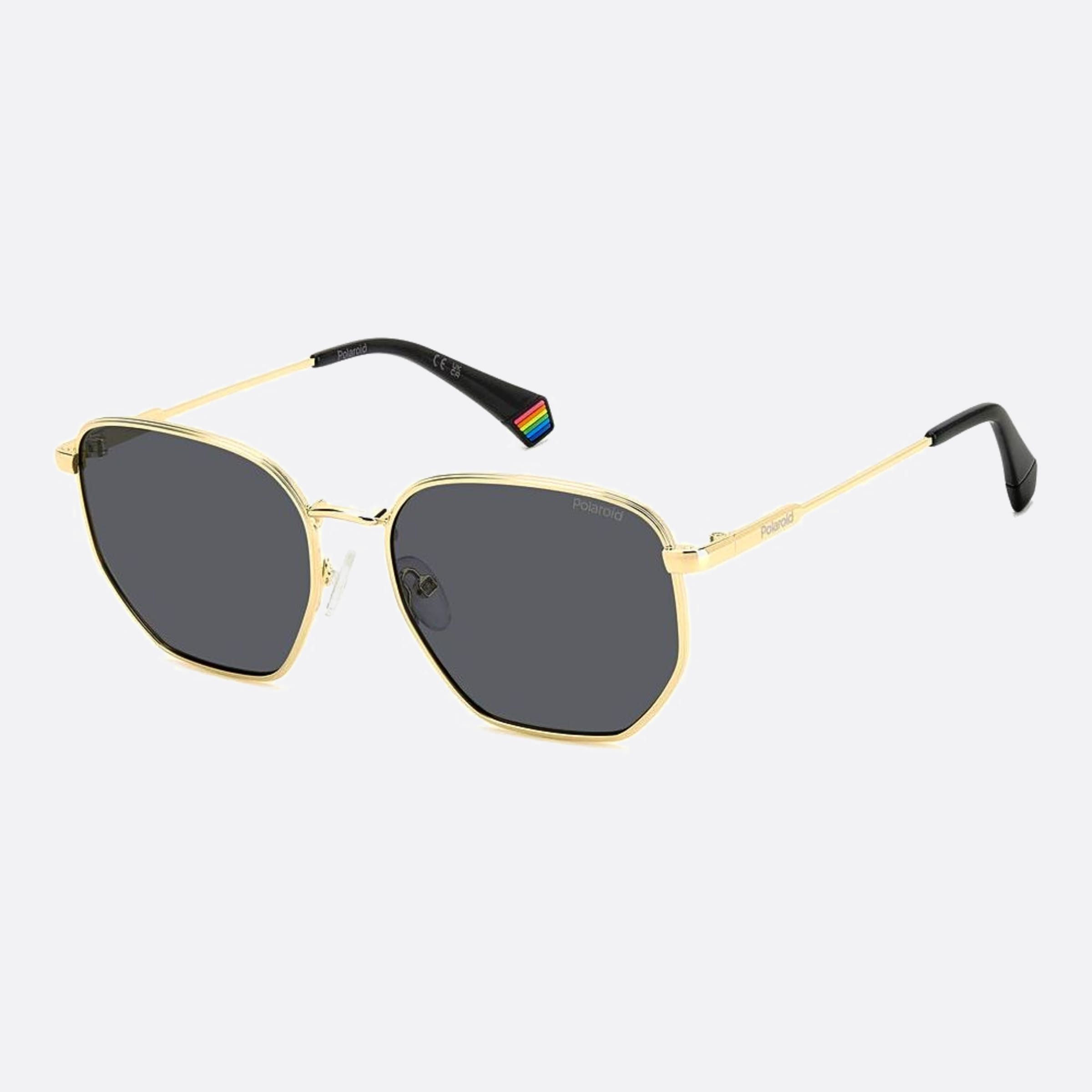 Polaroid 56mm Pld 2f7 Gold Pilot Unisex Sunglasses - Side View