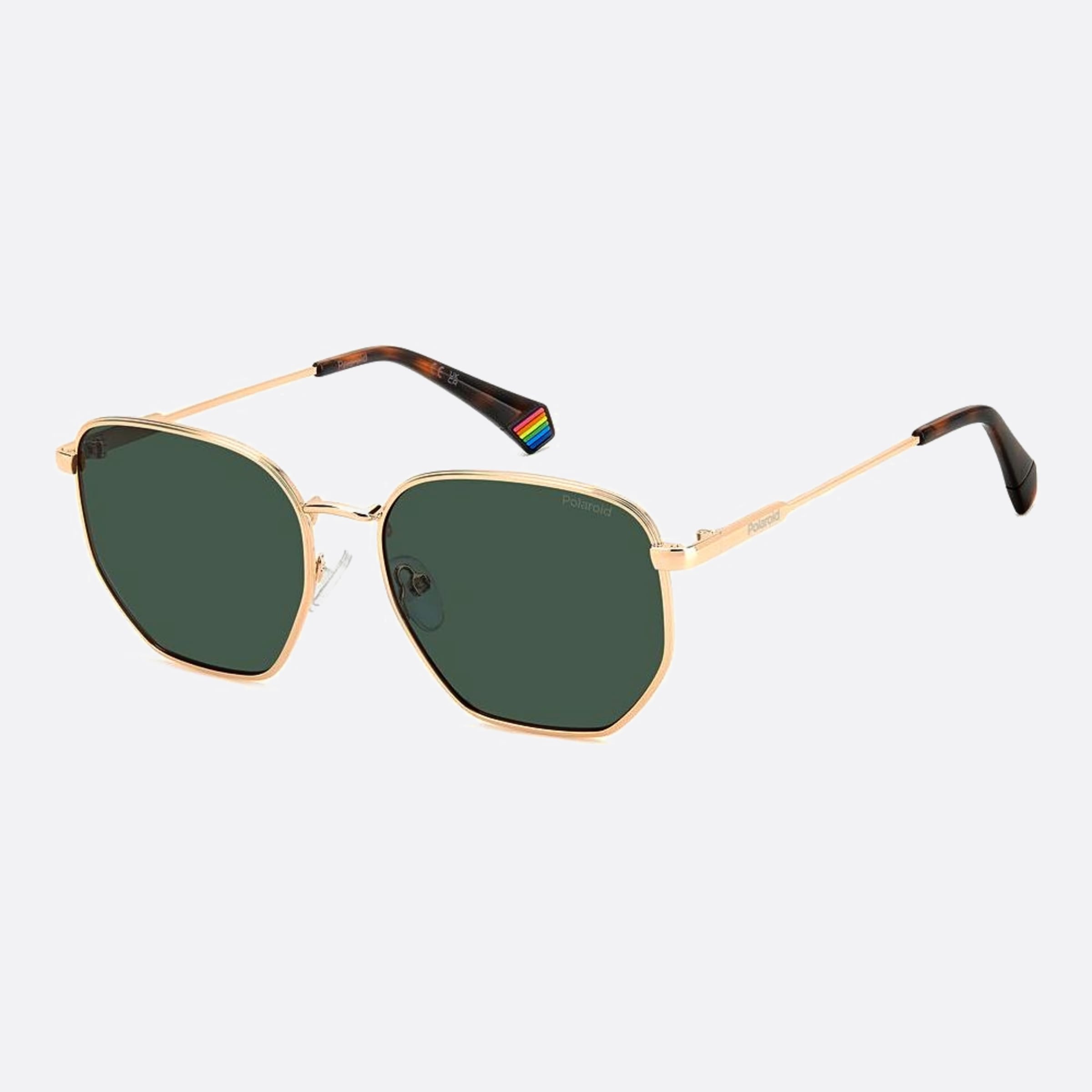 Polaroid 56mm Pld Ddb Gold Pilot Unisex Sunglasses - Side View