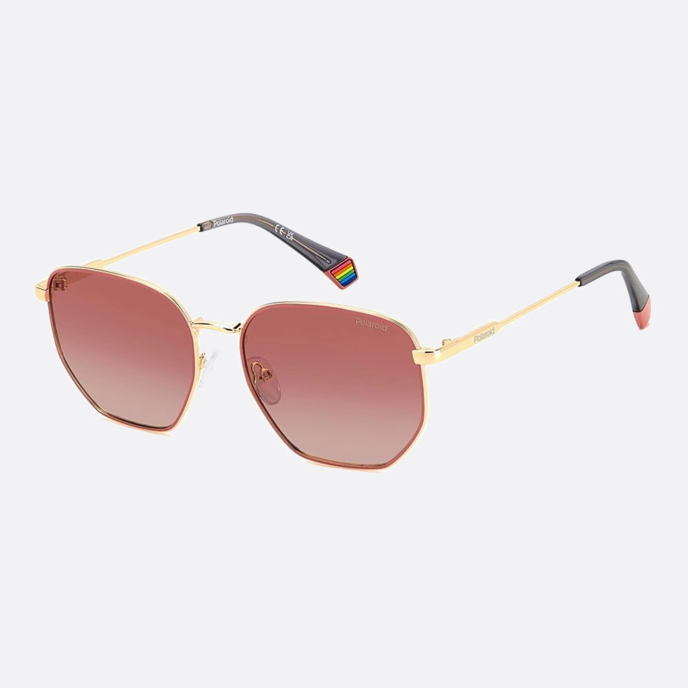 Polaroid 56mm Pld Eyr Gold Pilot Unisex Sunglasses - Side View