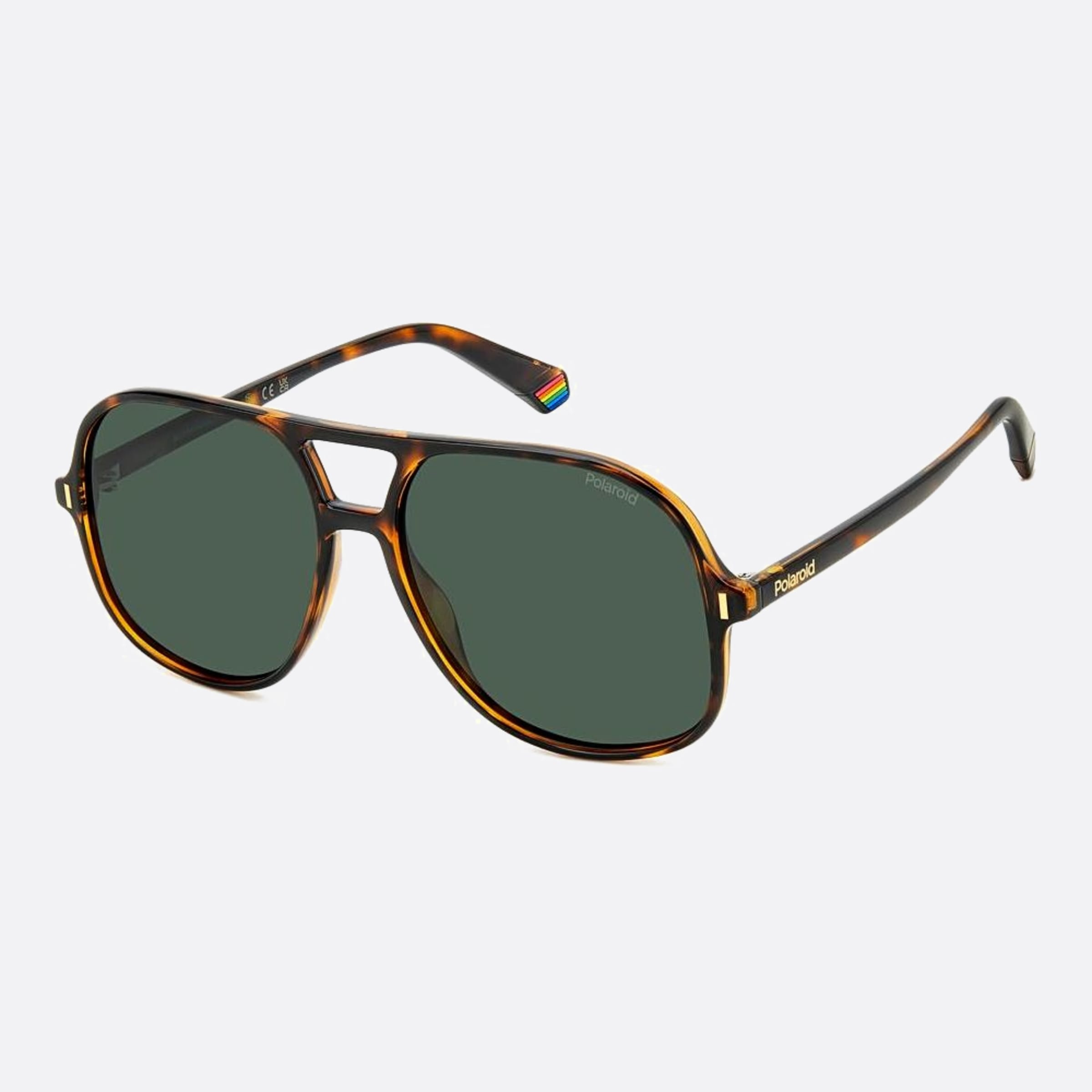 Polaroid 57mm Pld Havana Pilot Polarized Unisex Sunglasses - Side View