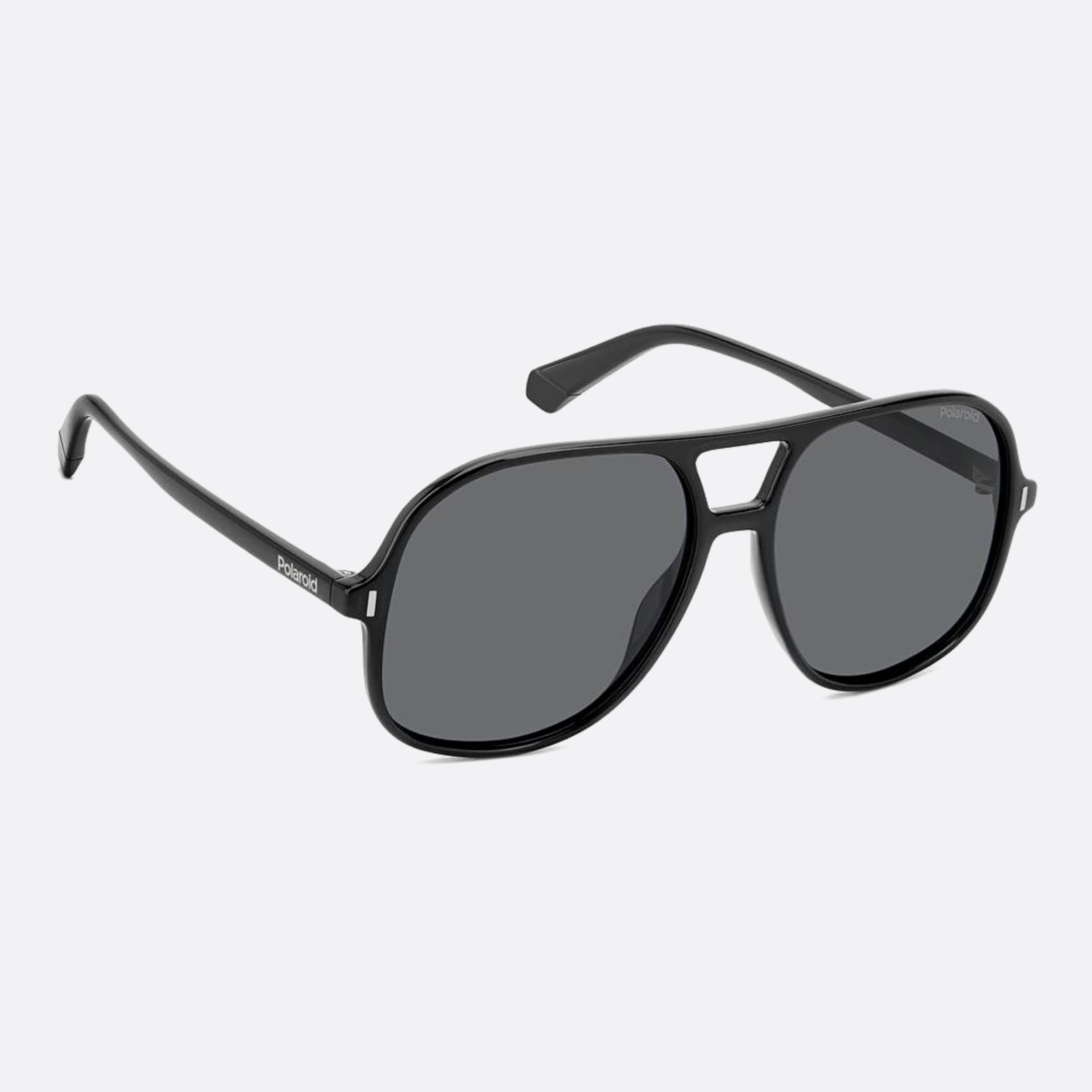 Polaroid 57mm Pld Black Pilot Polarized Unisex Sunglasses - Detail View