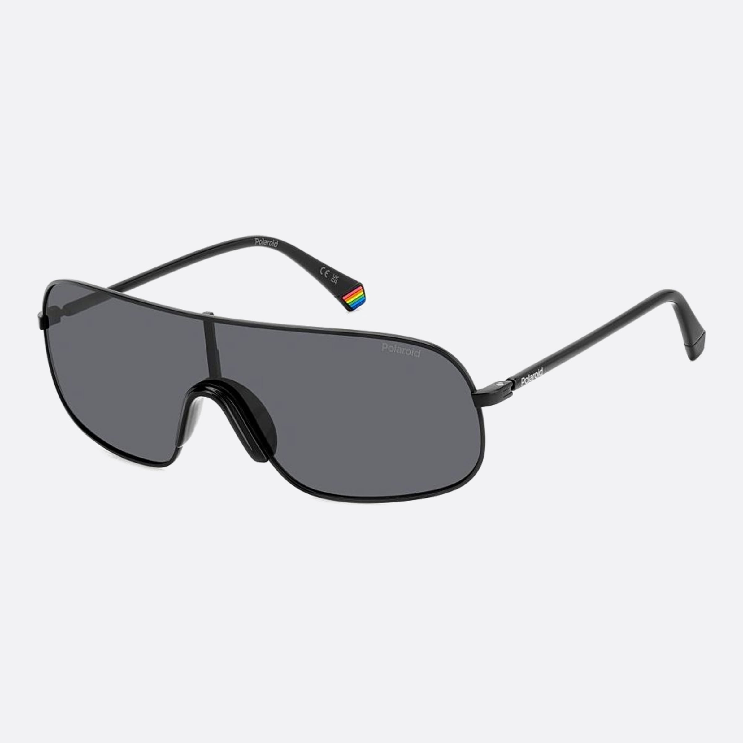 Polaroid 99mm Pld Black Shield Polarized Unisex Sunglasses - Side View