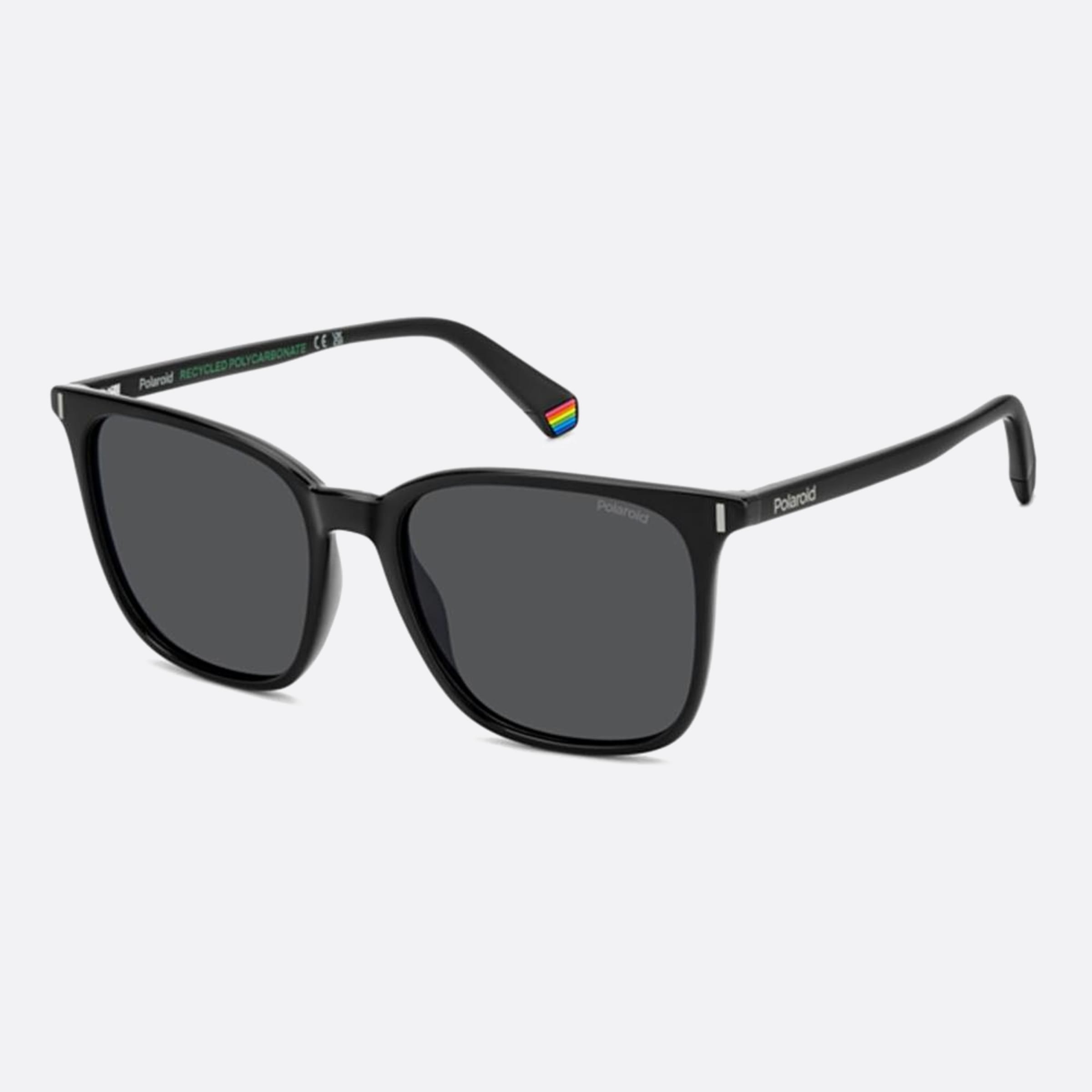 Polaroid 54mm Pld Black Rectangle Polarized Women Sunglasses - Side View