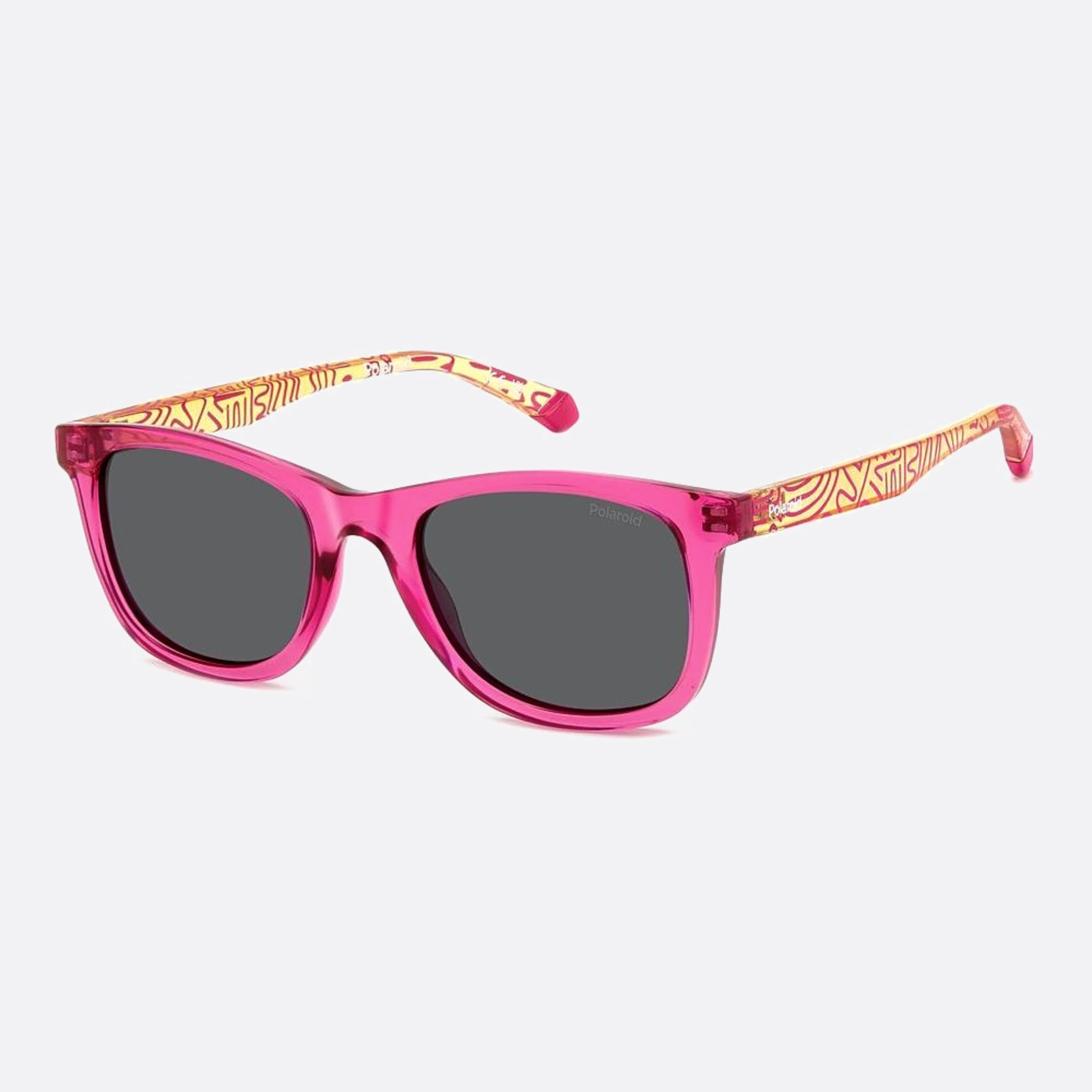 Polaroid 46mm Pld Mu1 Pink Squared Unisex Sunglasses - Side View