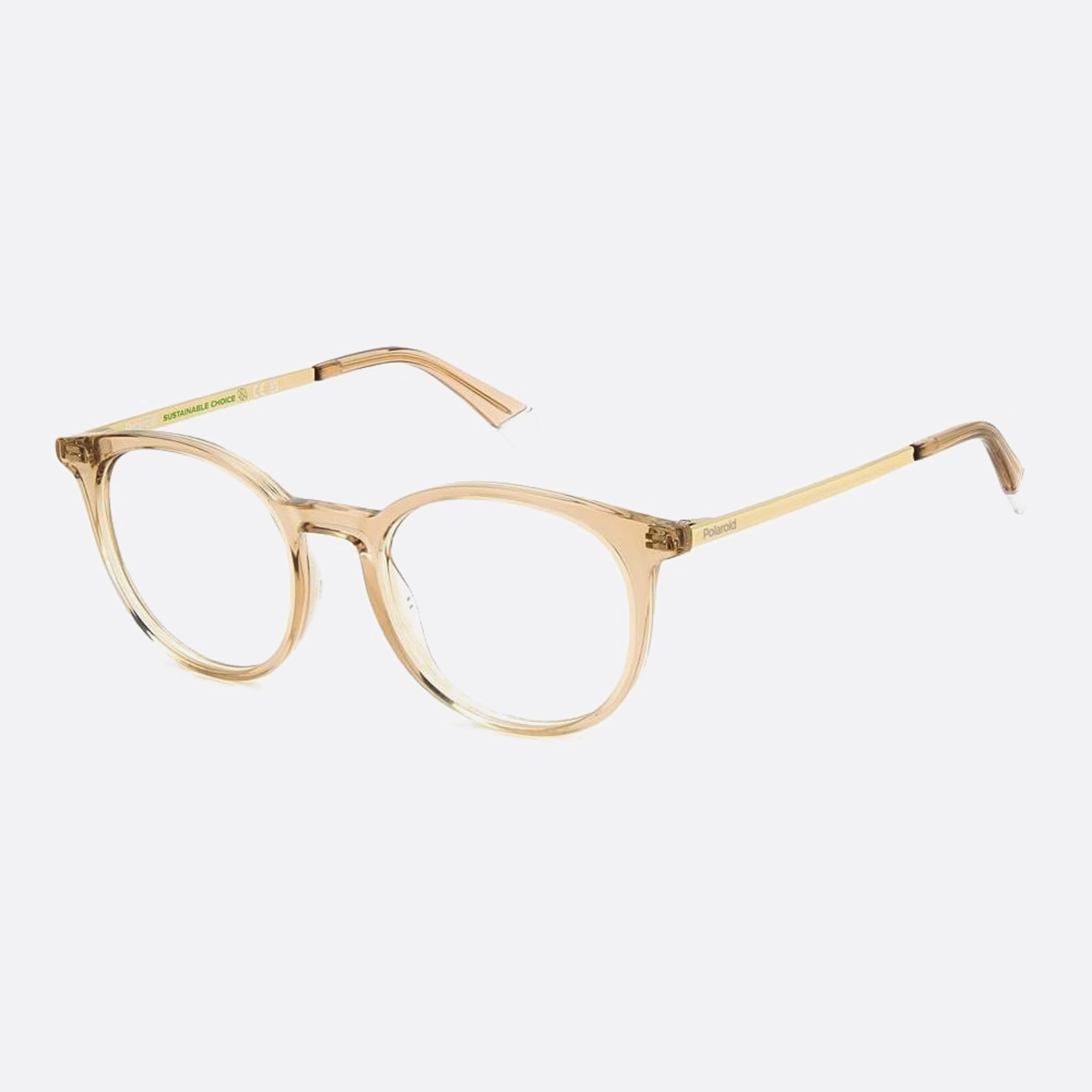 Polaroid 50mm Pld D496 10a Brown Geometric Unisex Eyeglasses - Side View