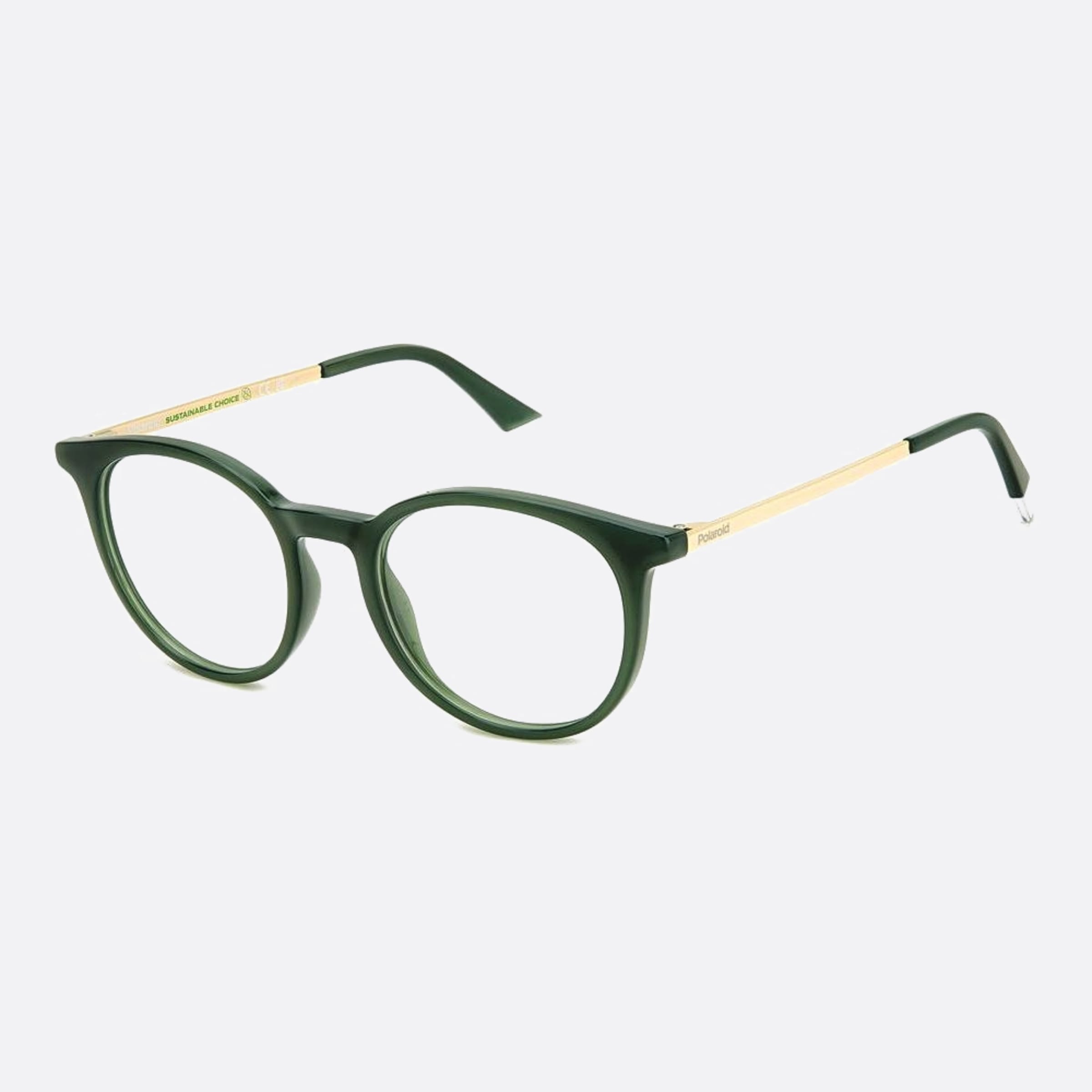 Polaroid 50mm Pld D496 1ed Green Geometric Unisex Eyeglasses - Side View