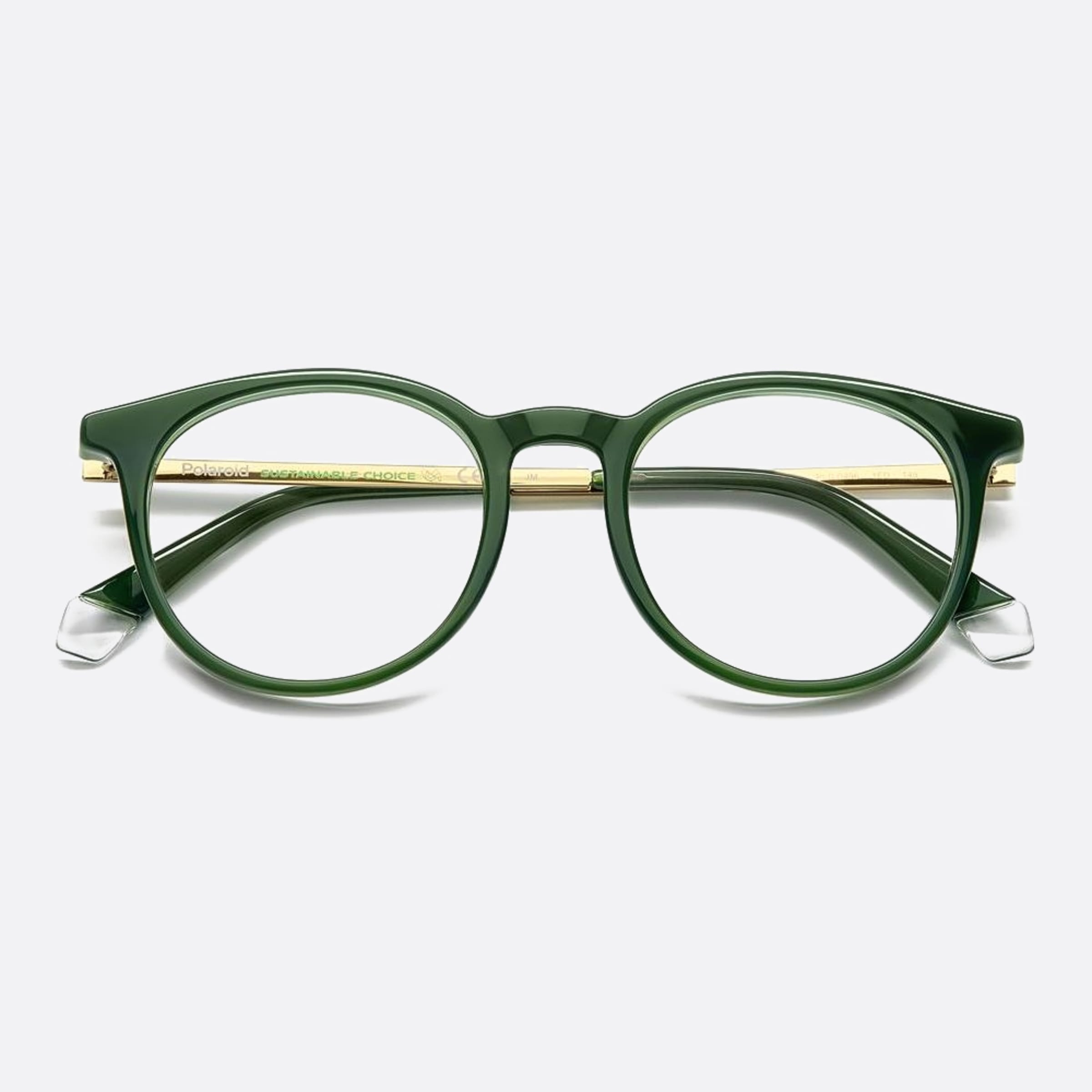 Polaroid 50mm Pld D496 1ed Green Geometric Unisex Eyeglasses - Detail View