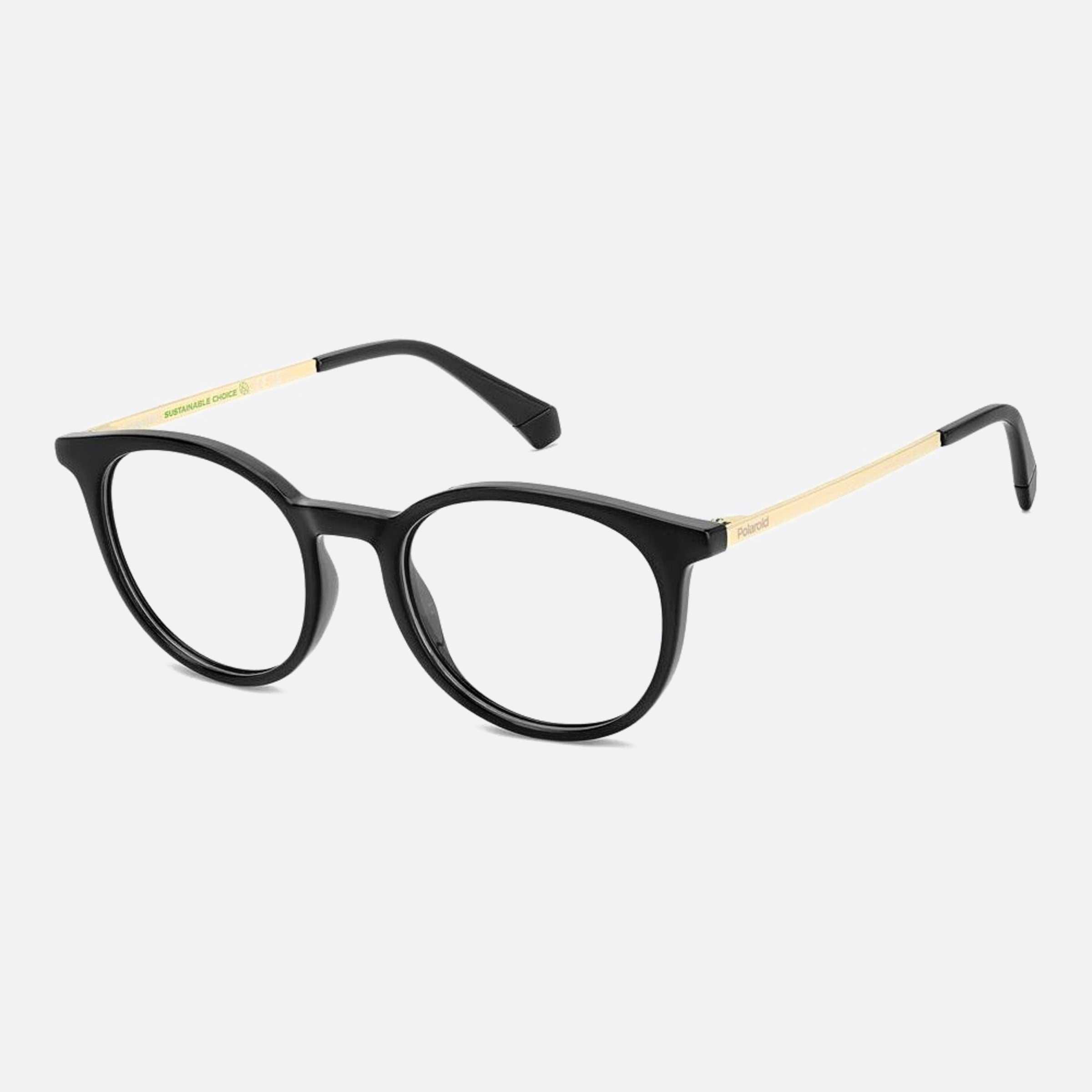 Polaroid 50mm Pld D496 Black Geometric Unisex Eyeglasses - Side View