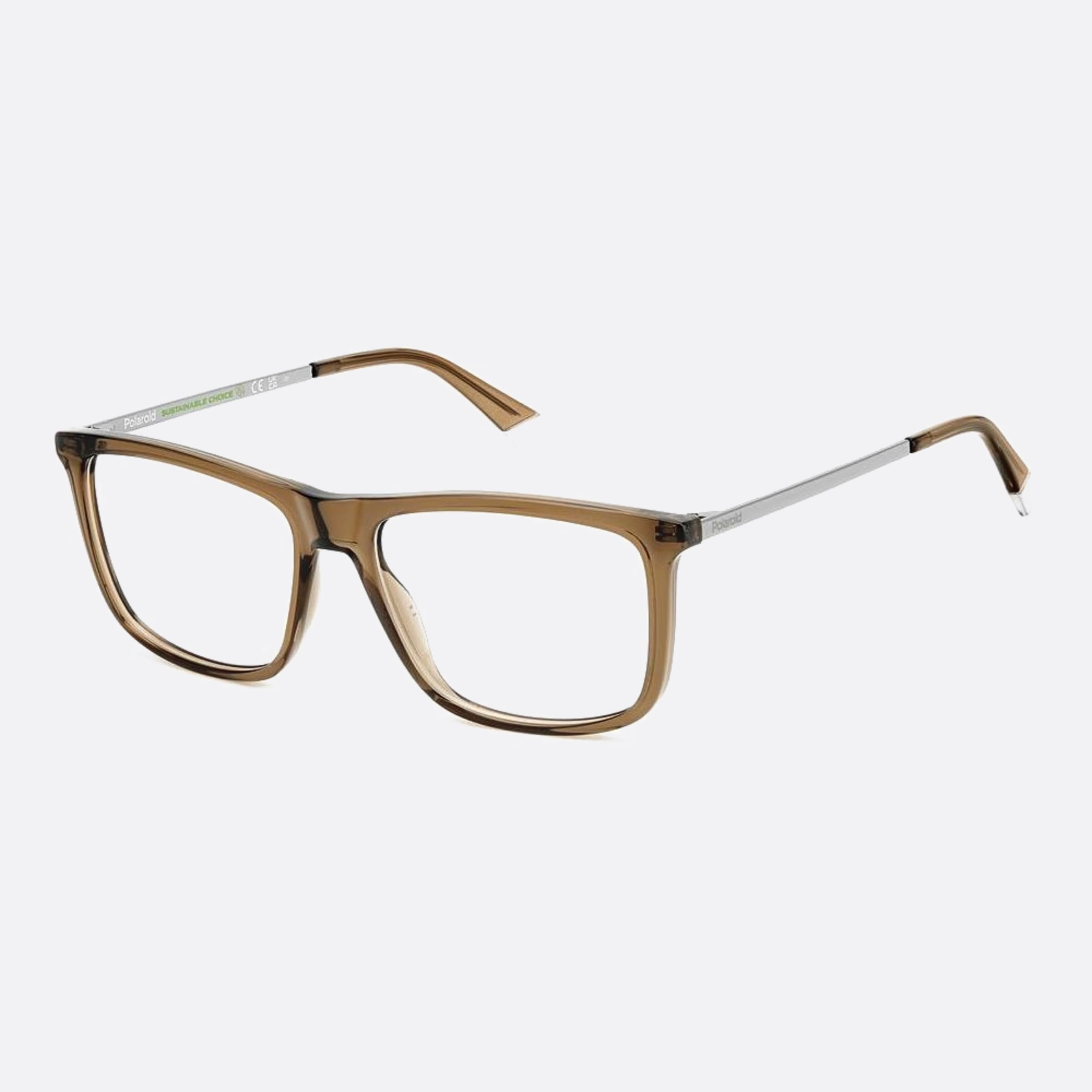 Polaroid 55mm Pld D497 10a Brown Squared Men Eyeglasses - Side View