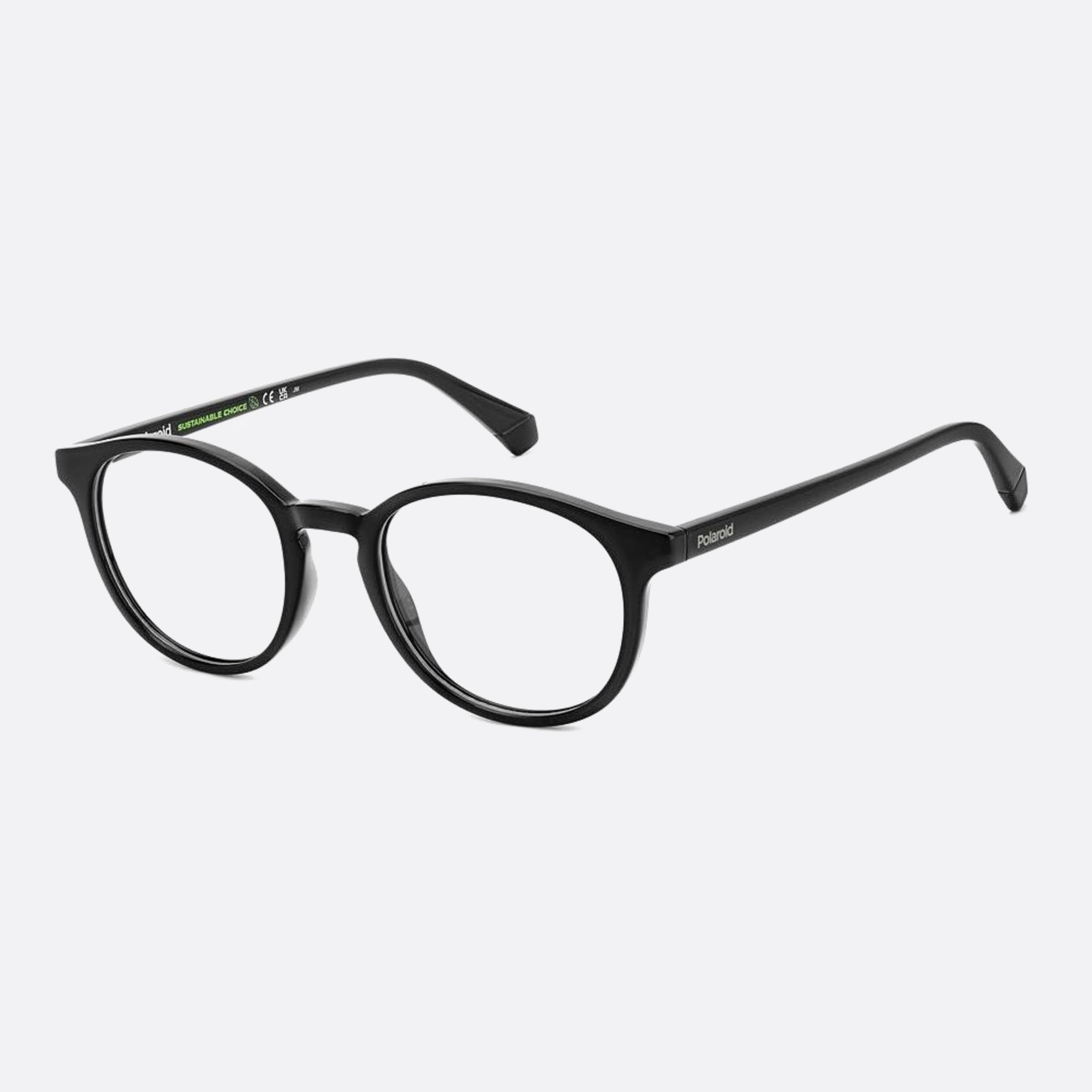 Polaroid 50mm Pld D498 Black Geometric Unisex Eyeglasses - Side View