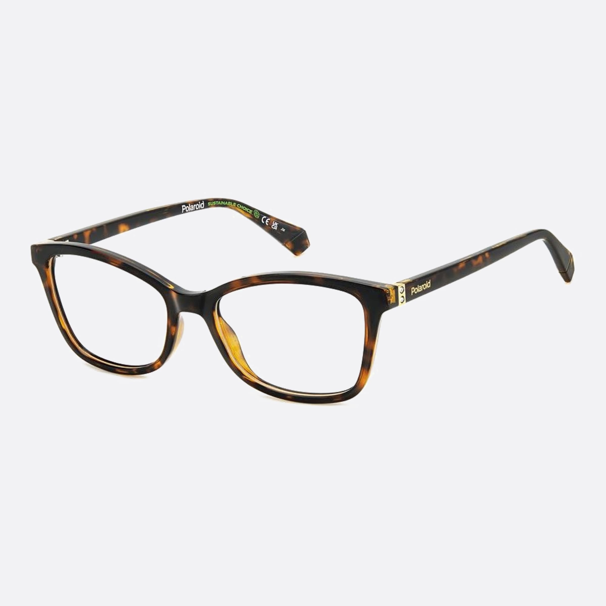 Polaroid 53mm Pld D505 Havana Geometric Unisex Eyeglasses - Side View