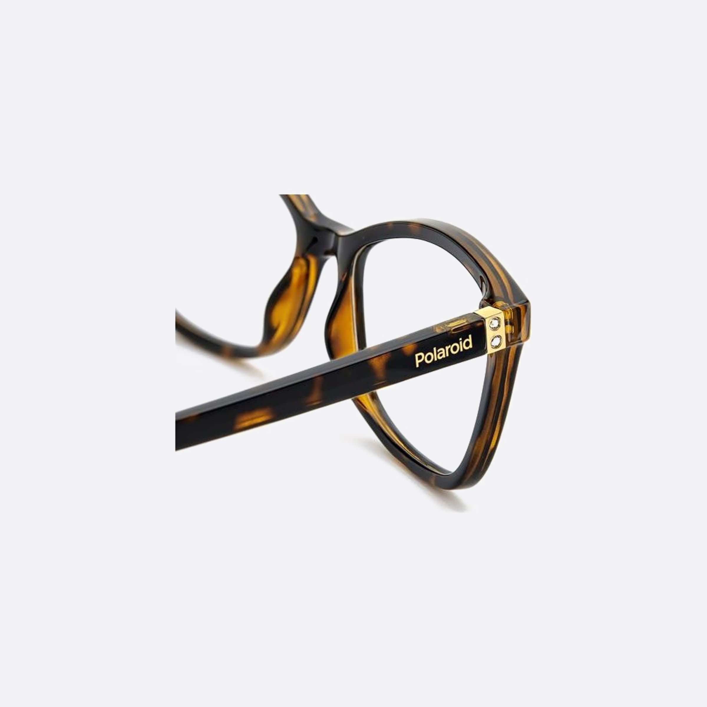 Polaroid 53mm Pld D505 Havana Geometric Unisex Eyeglasses - Detail View